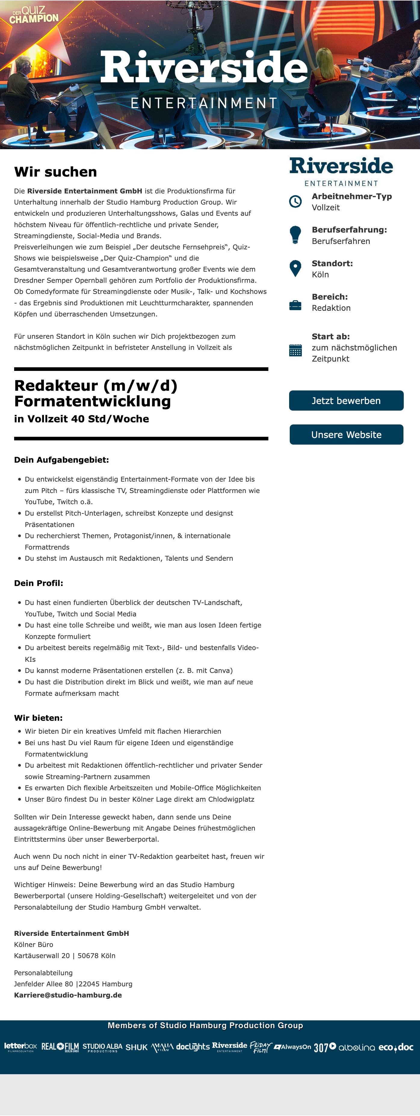 Redakteur (m/w/d) Formatentwicklung