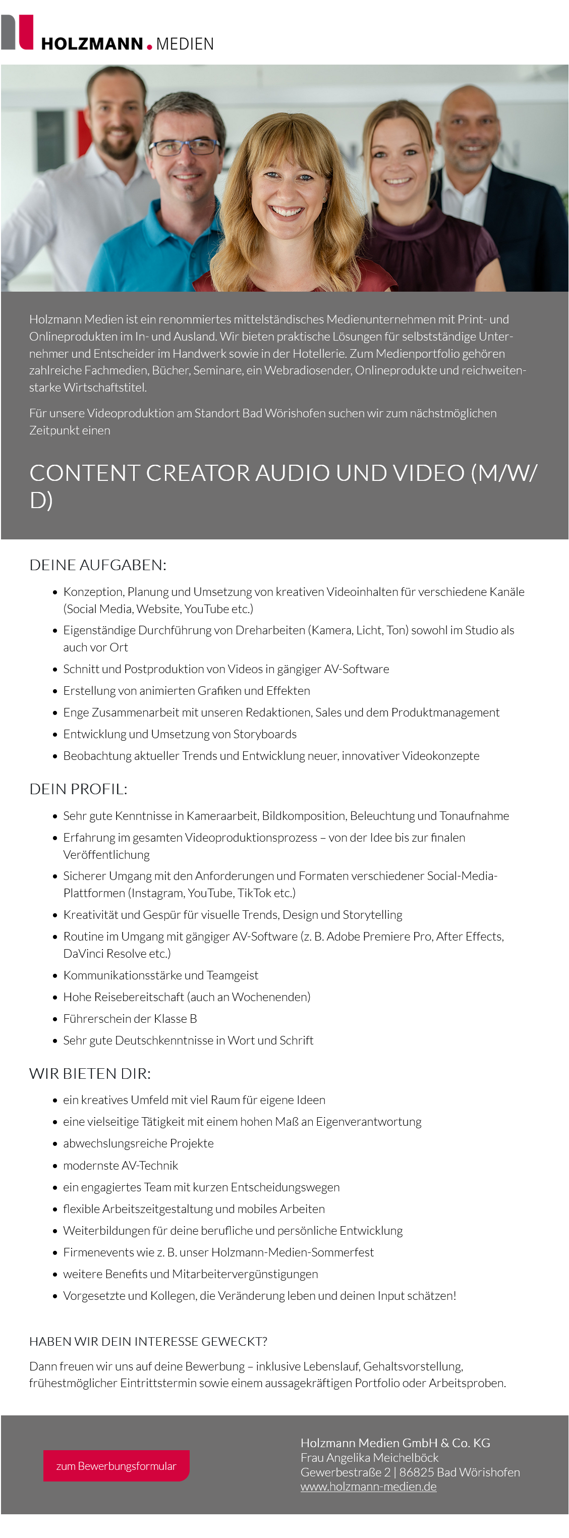 Content Creator Audio und Video (m/w/d)