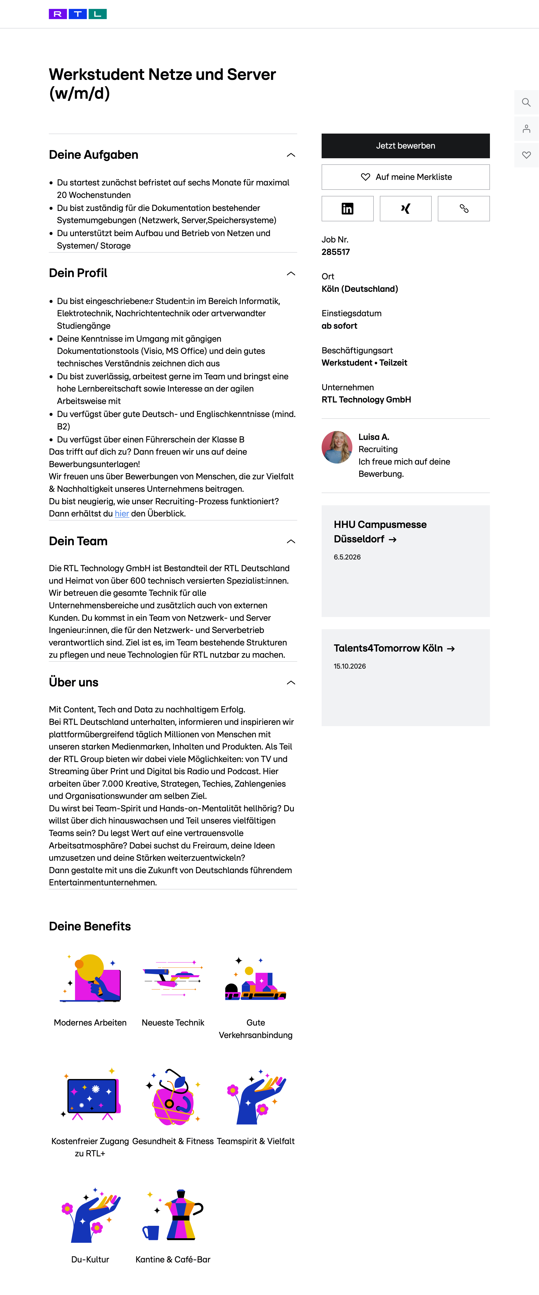 Werkstudent Netze und Server (w/m/d)