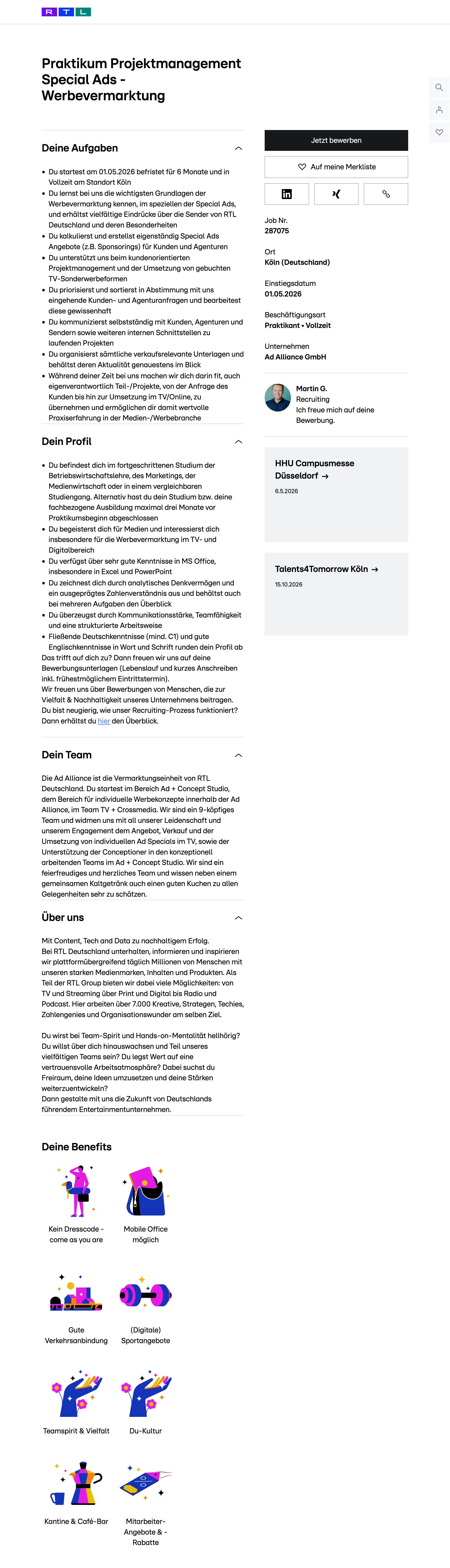 Praktikum Projektmanagement Special Ads - Werbevermarktung