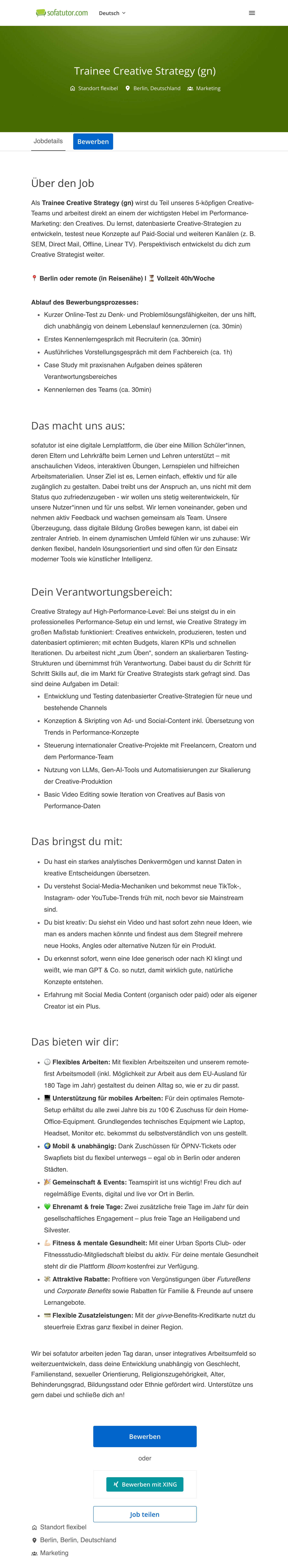 Trainee Creative Strategy (gn)