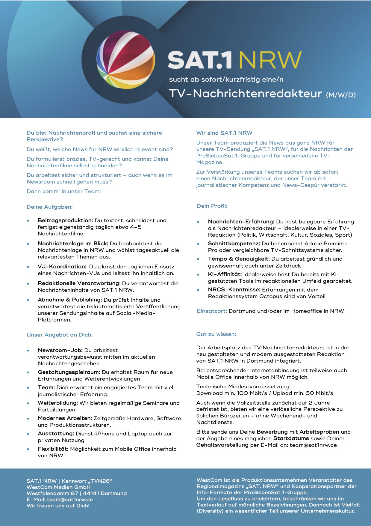 TV-Nachrichtenredakteur (m/w/d)
