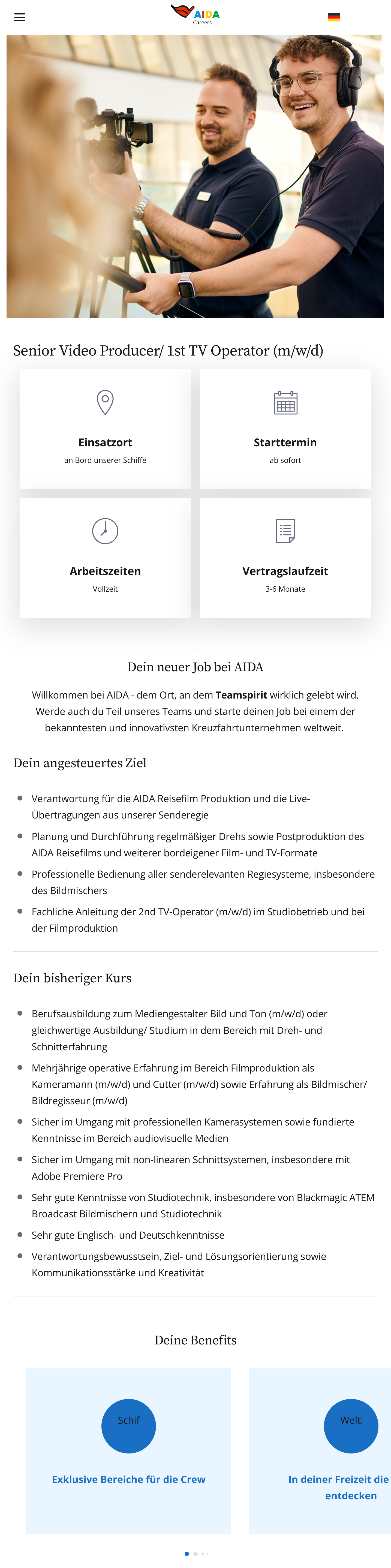 Senior Video Producer/ 1st TV Operator (m/w/d)