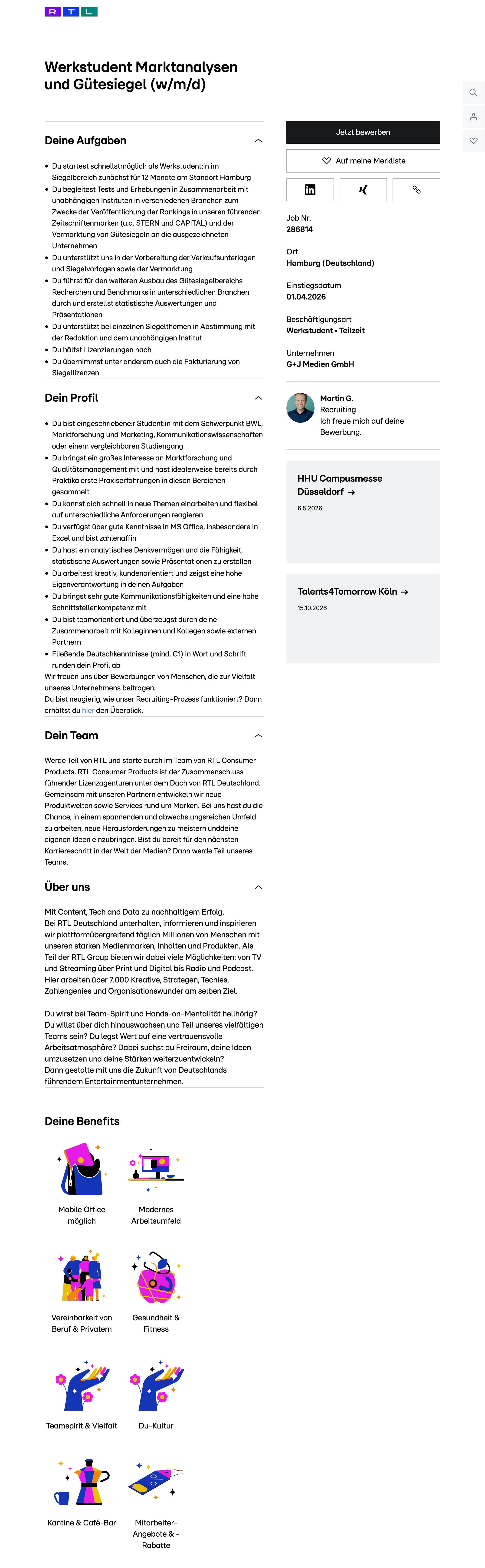 Werkstudent Marktanalysen und Gütesiegel (w/m/d)