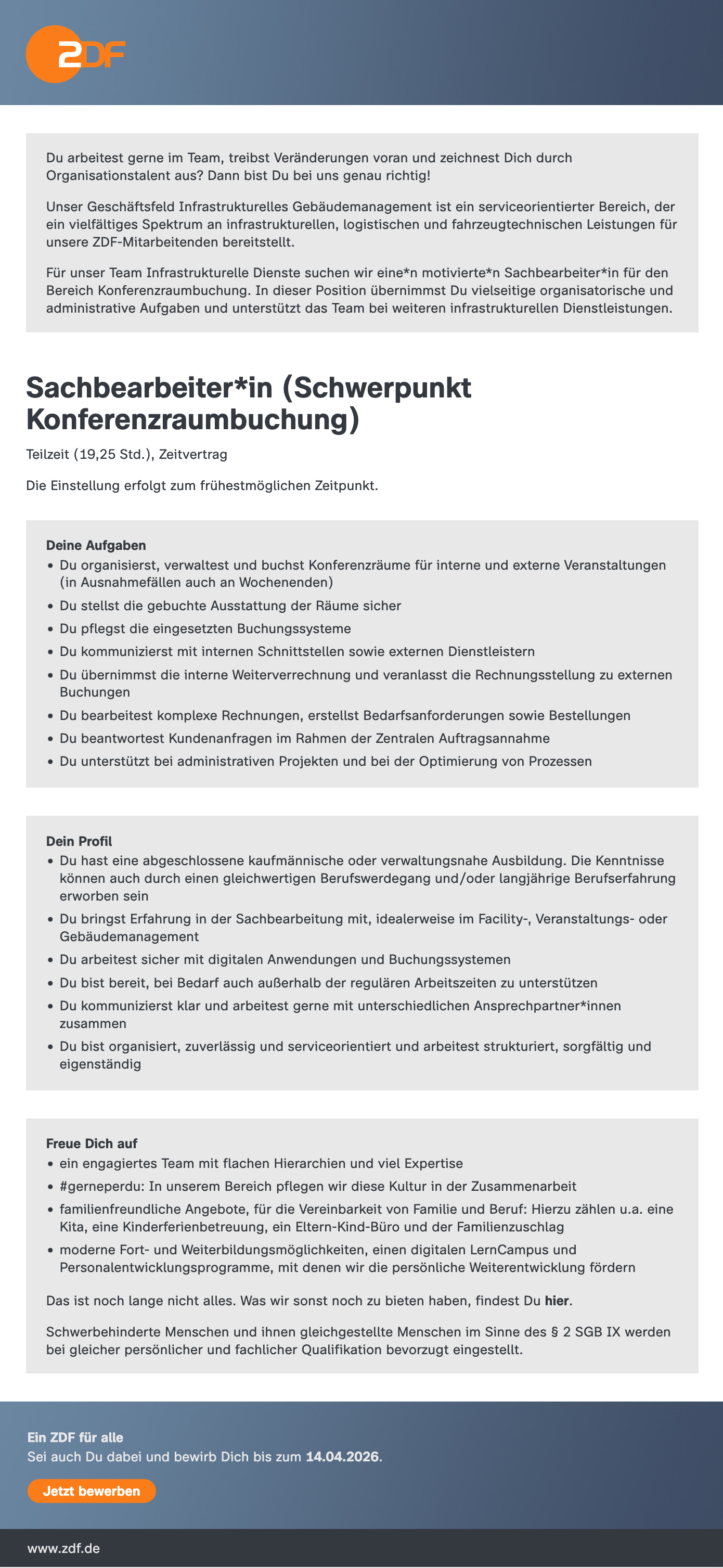 Sachbearbeiter*in (Schwerpunkt Konferenzraumbuchung)