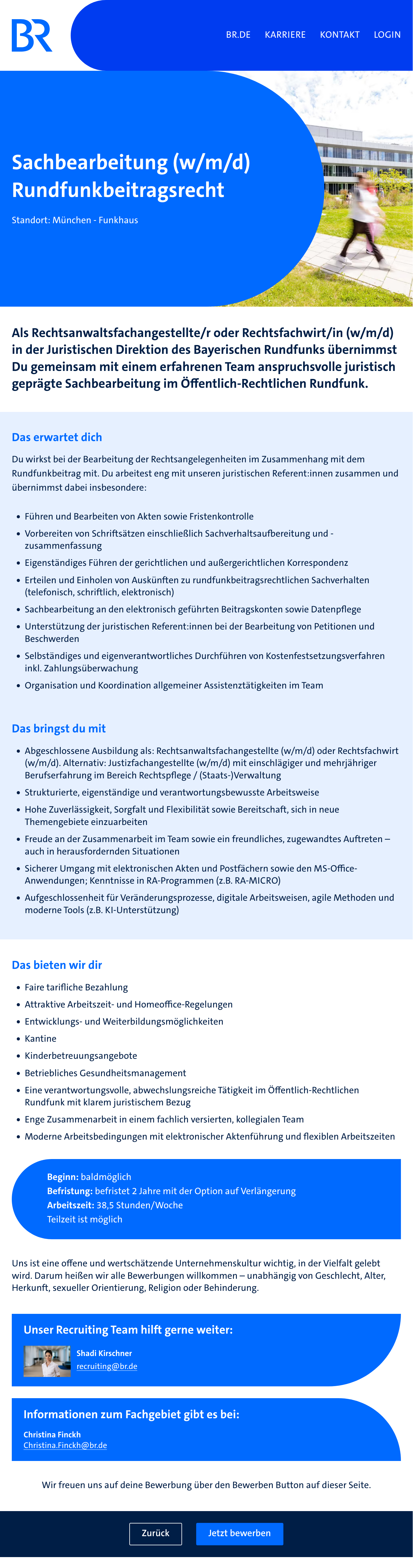 Sachbearbeitung (w/m/d) Rundfunkbeitragsrecht