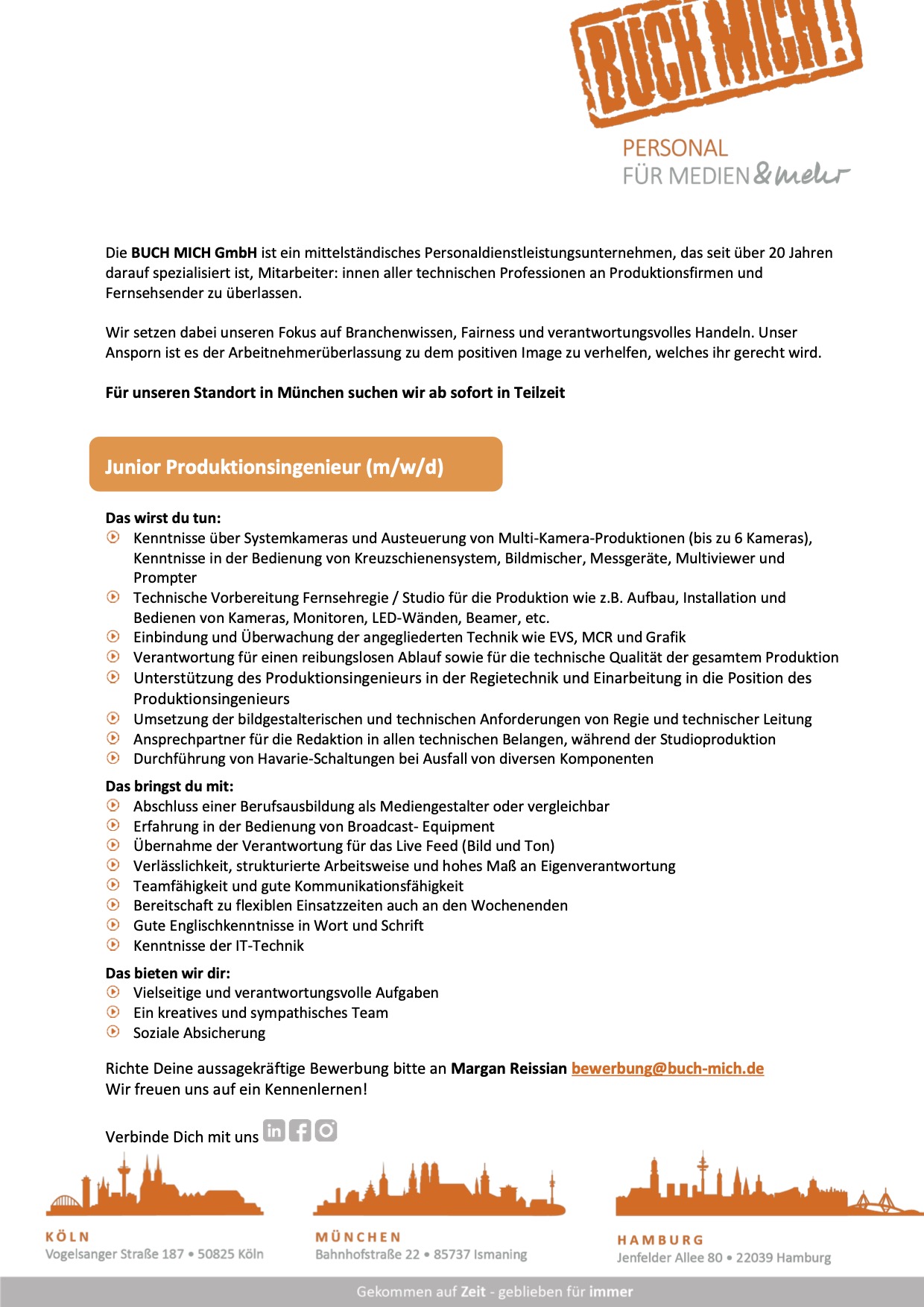 Junior Produktionsingenieur (m/w/d)