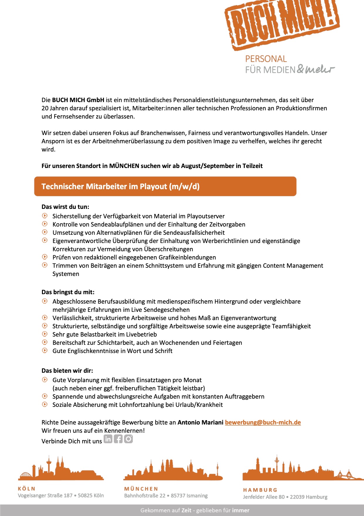 Technischer Mitarbeiter im Playout (m/w/d)