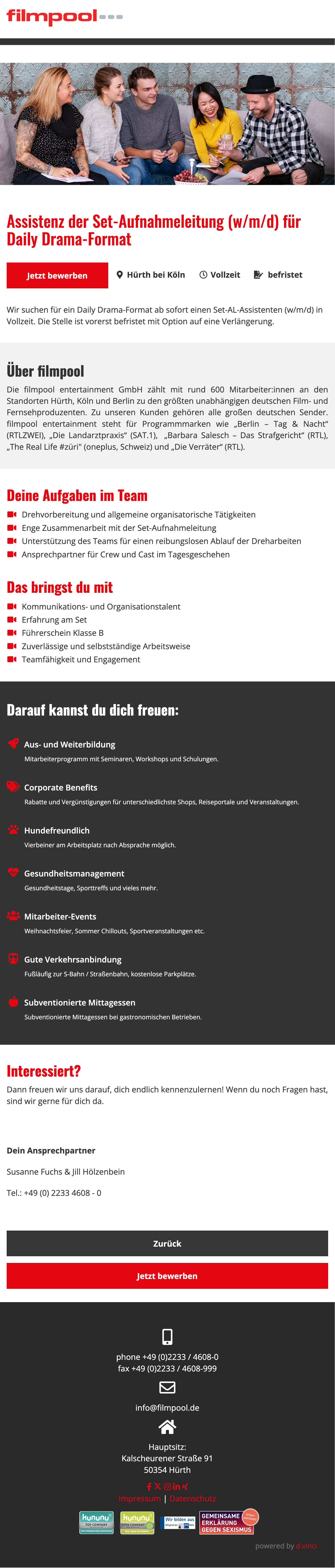 Assistenz der Set-Aufnahmeleitung (w/m/d) für Daily Drama-Format
