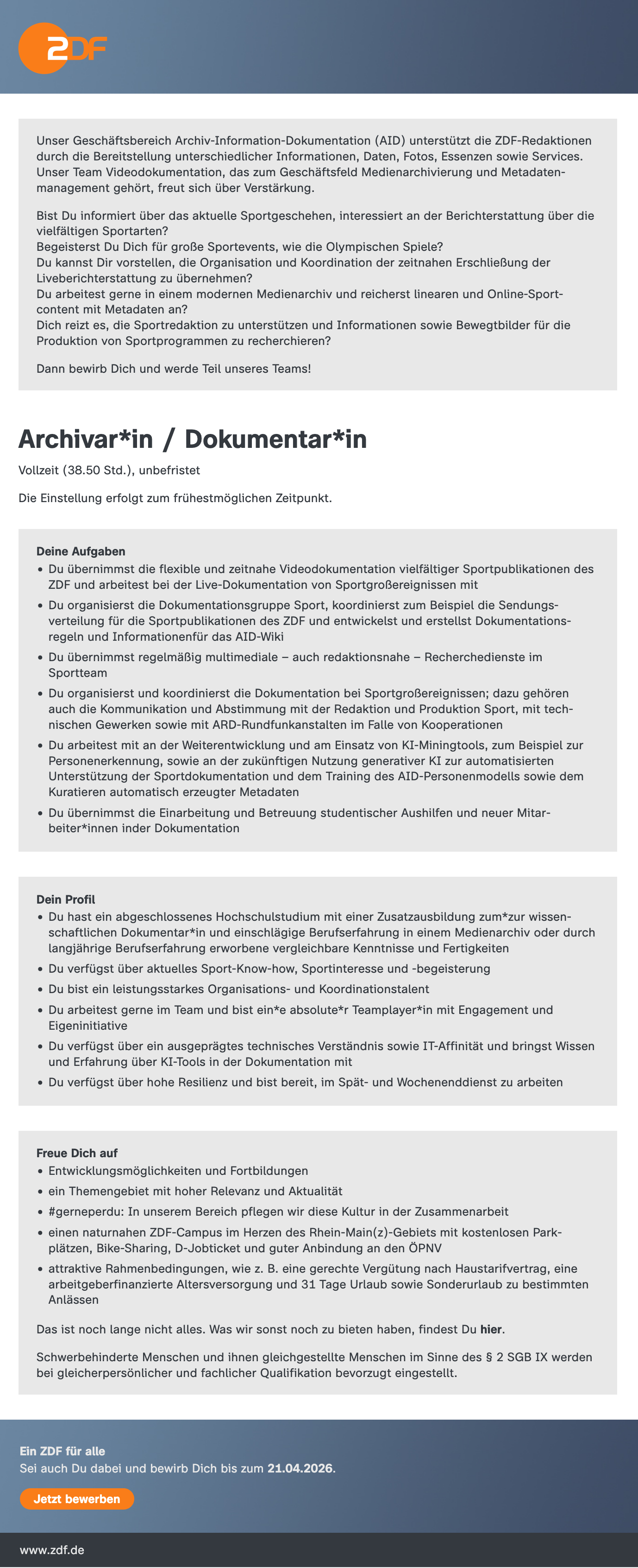 Archivar*in / Dokumentar*in