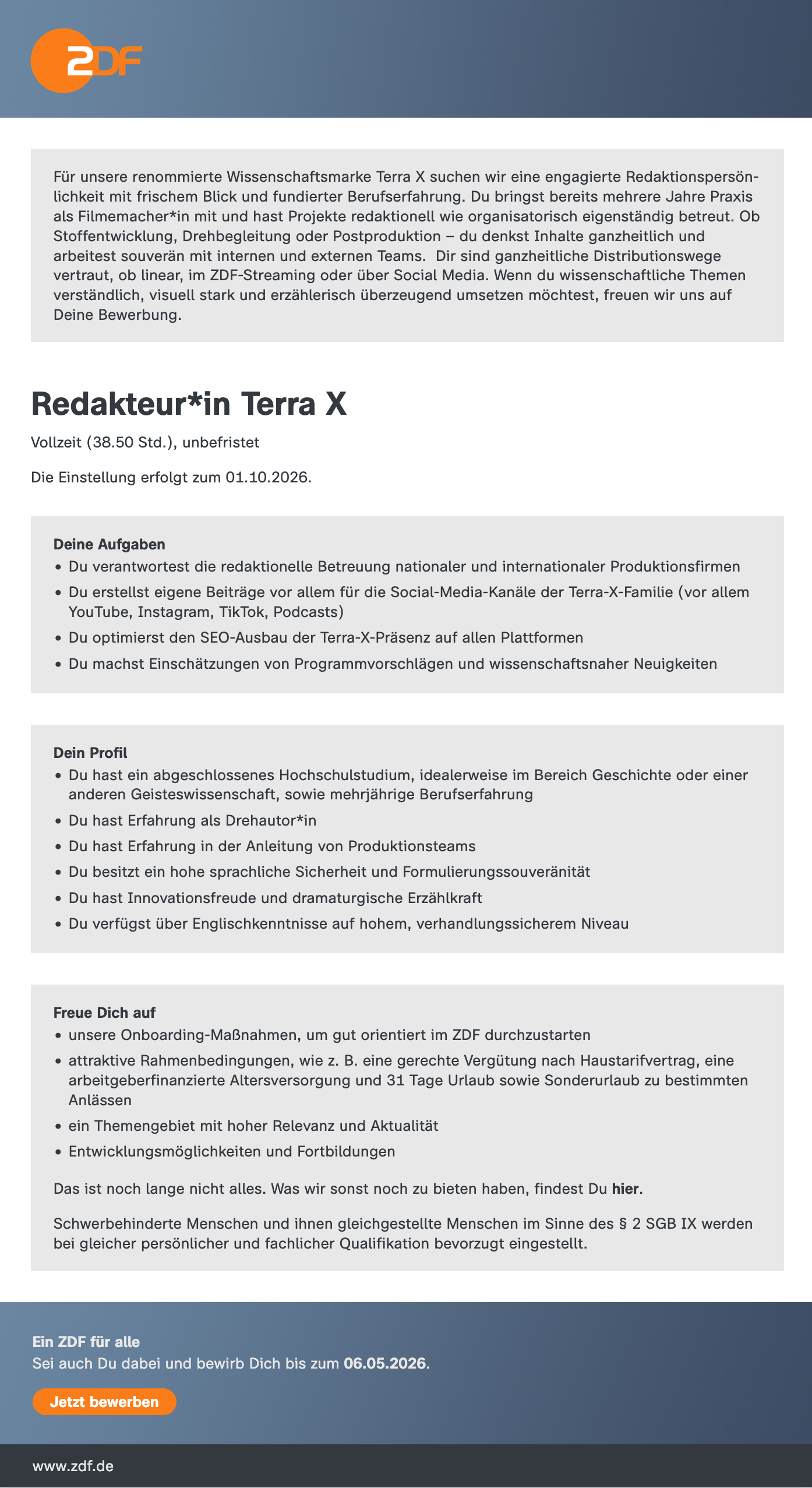 Redakteur*in Terra X