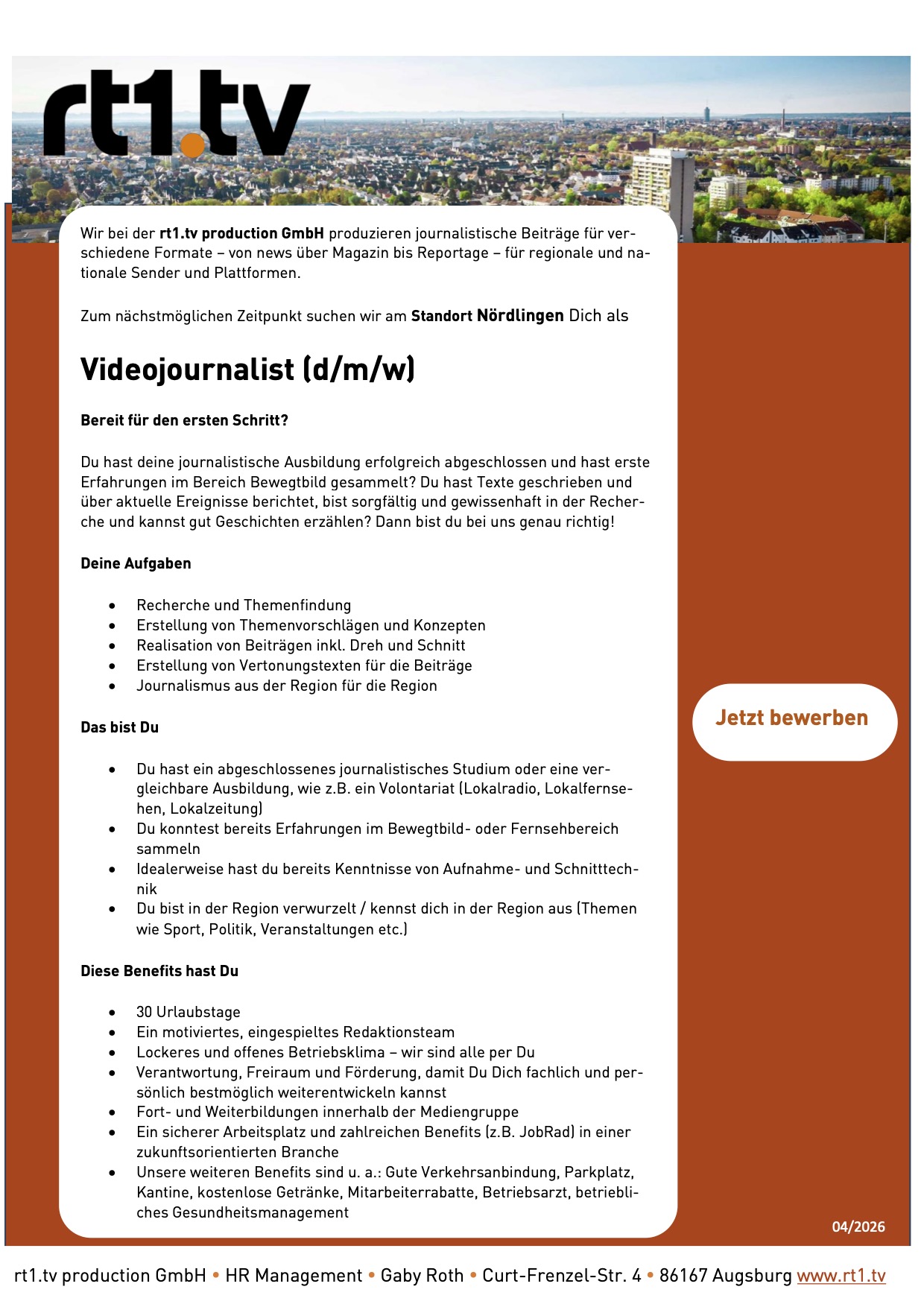 Videojournalist (d/m/w)