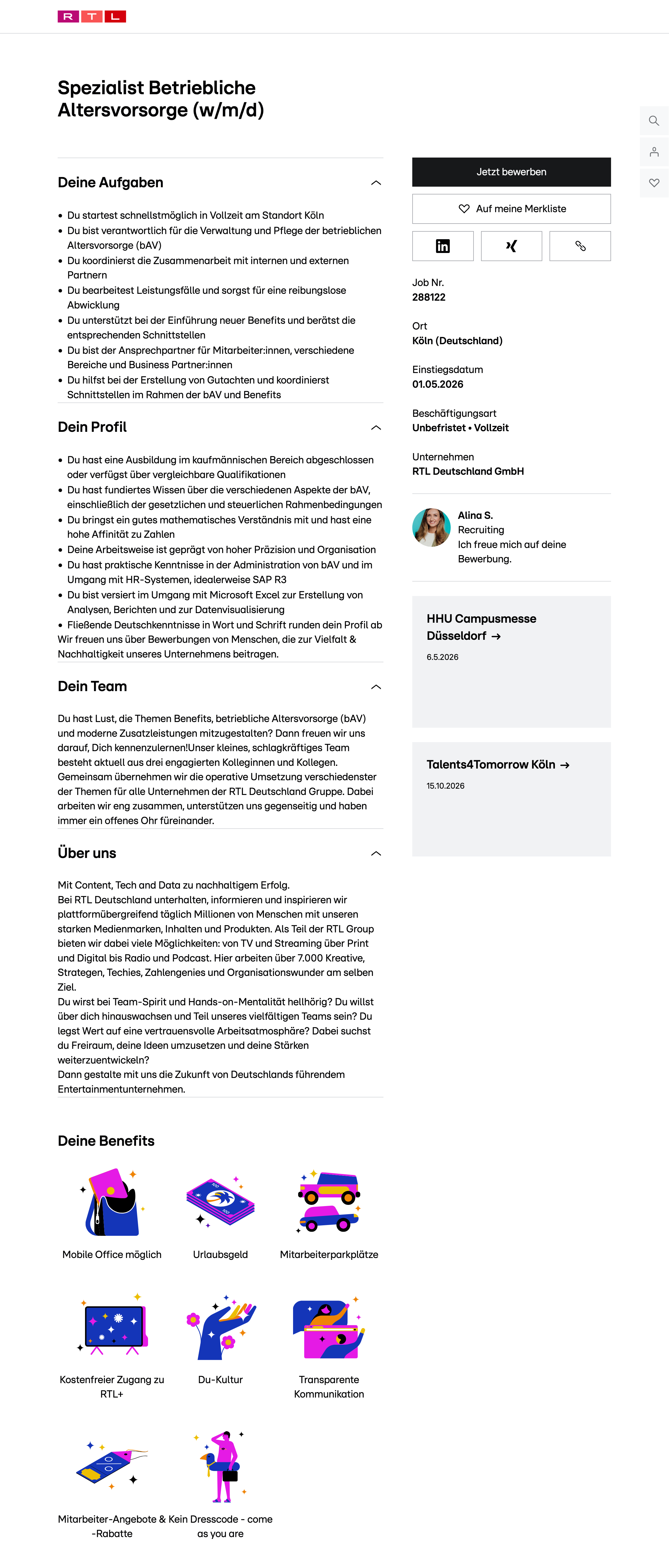 Spezialist Betriebliche Altersvorsorge (w/m/d)