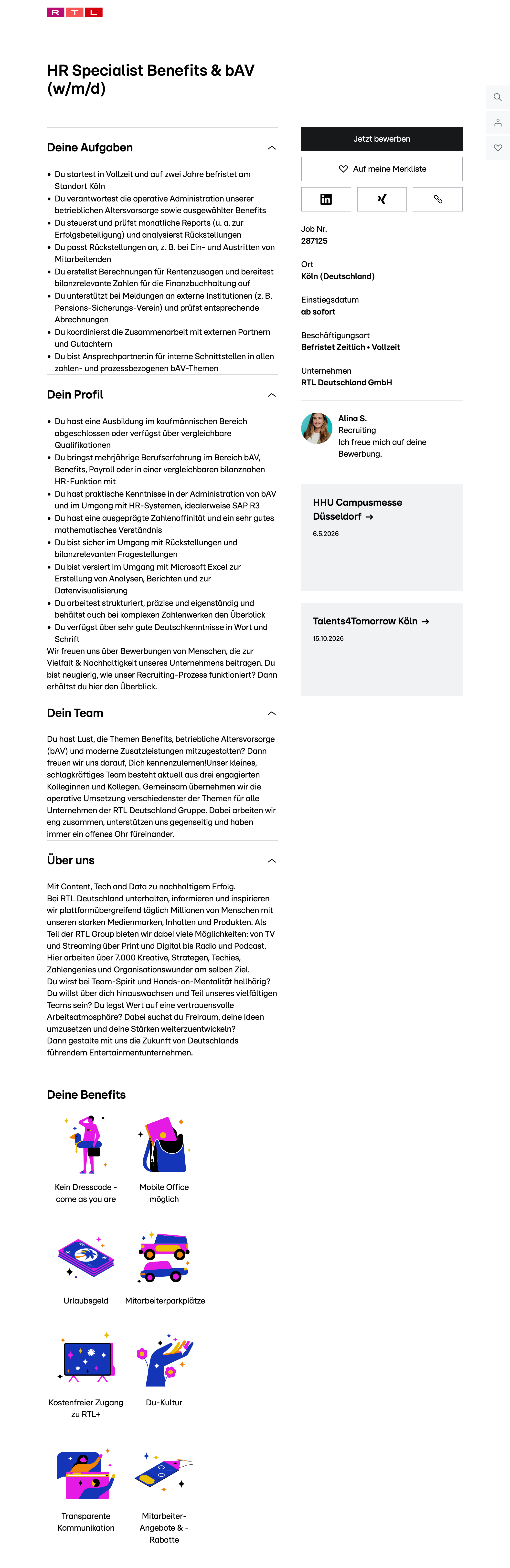 HR Specialist Benefits & bAV (w/m/d)