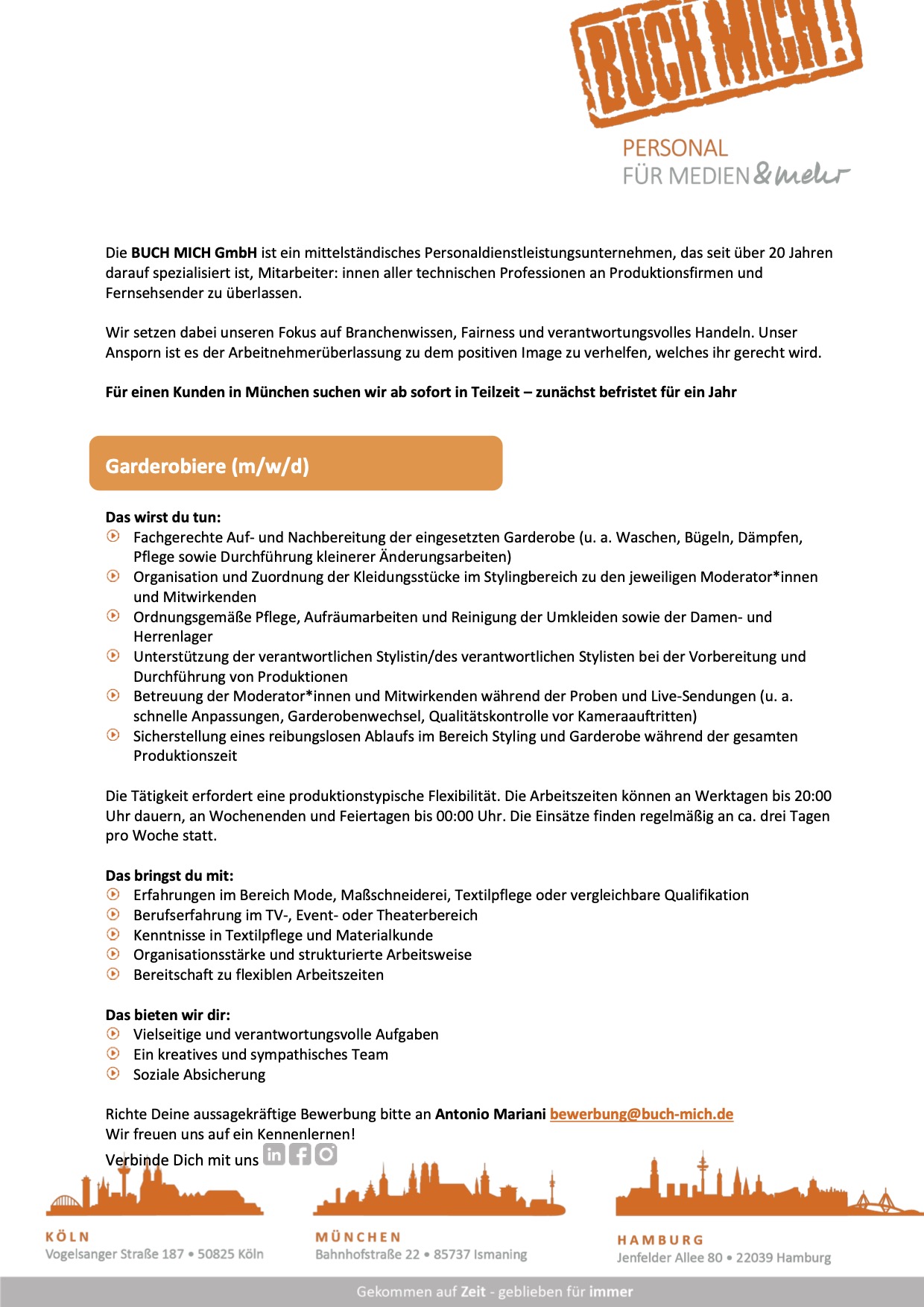 Garderobiere (m/w/d)