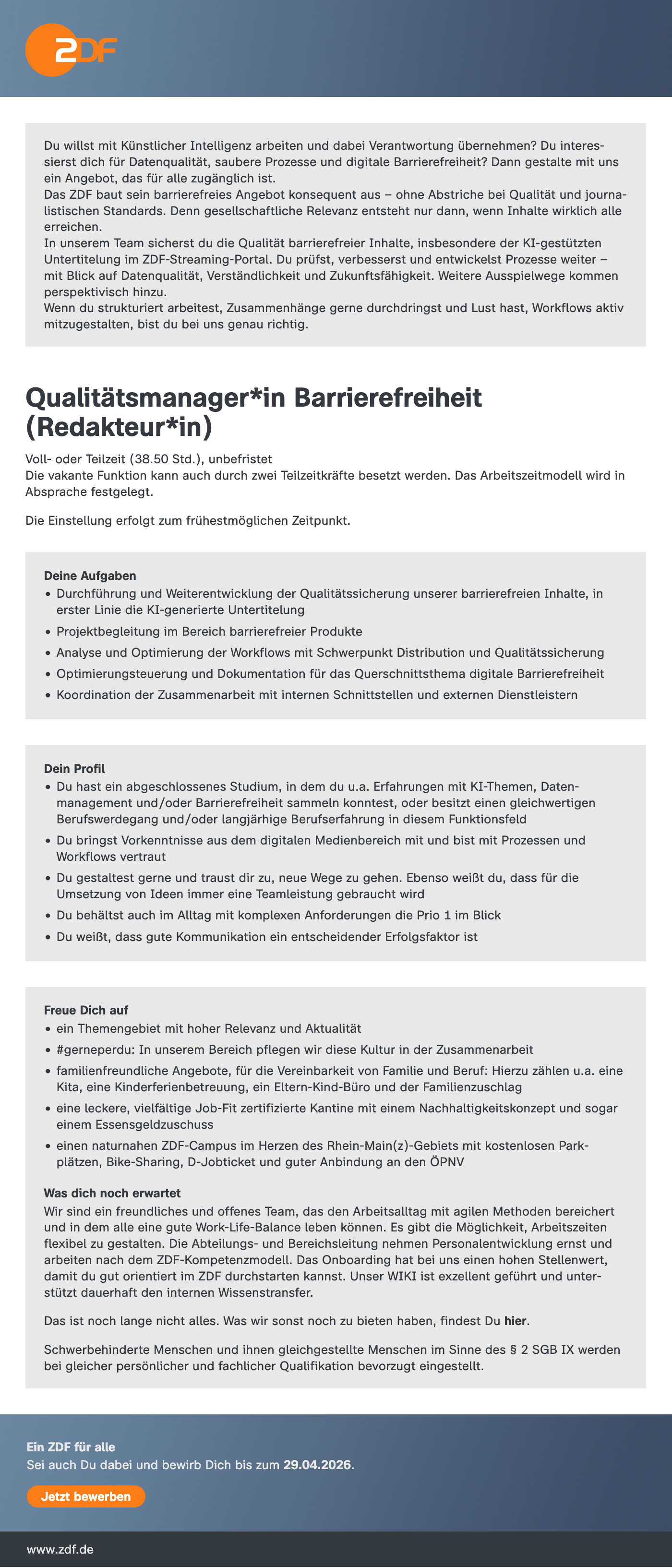 Qualitätsmanager*in Barrierefreiheit (Redakteur*in) 