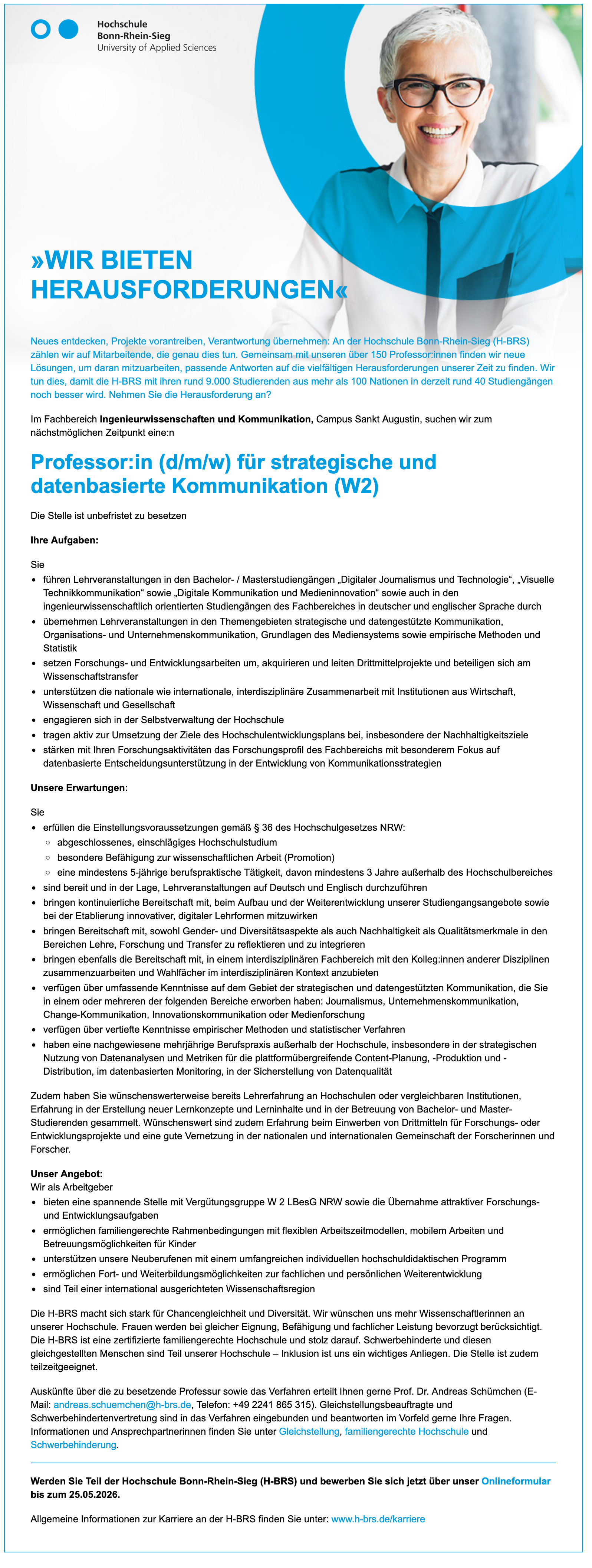 Professor:in (d/m/w) für strategische und datenbasierte Kommunikation (W2)