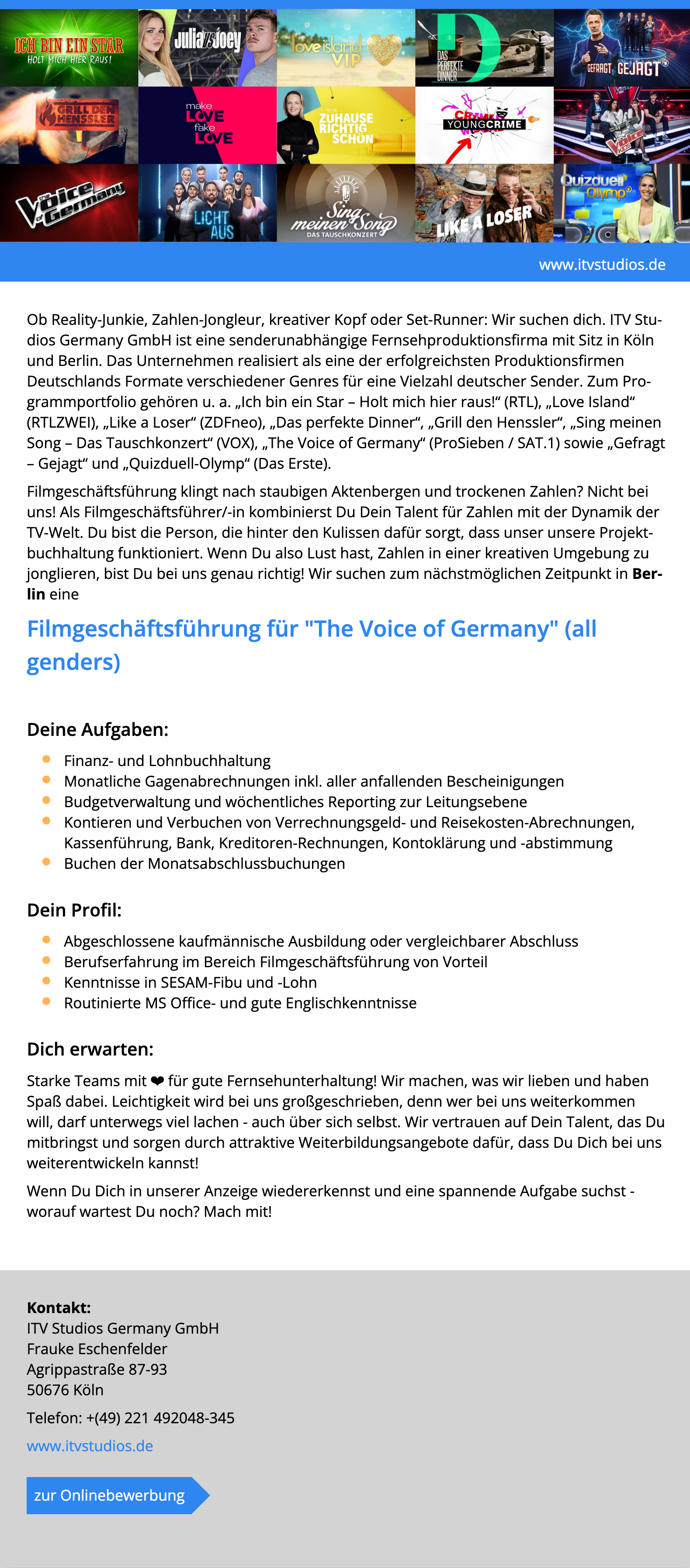 Filmgeschäftsführung für 