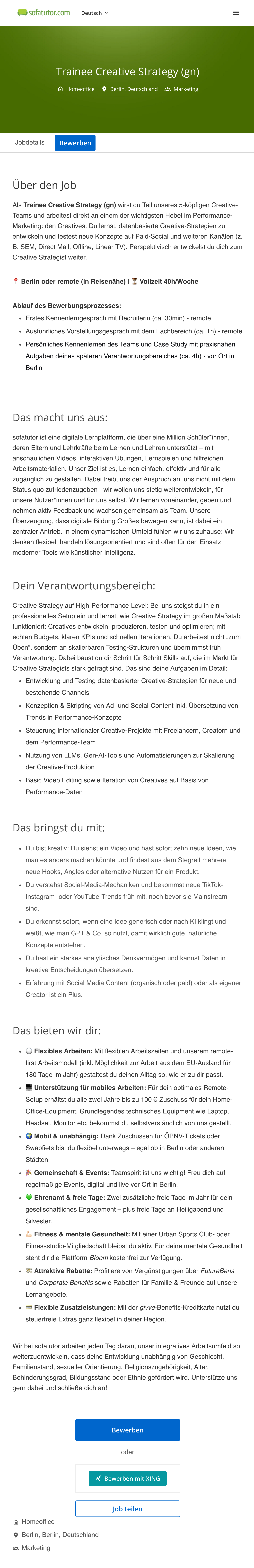 Trainee Creative Strategy (gn)