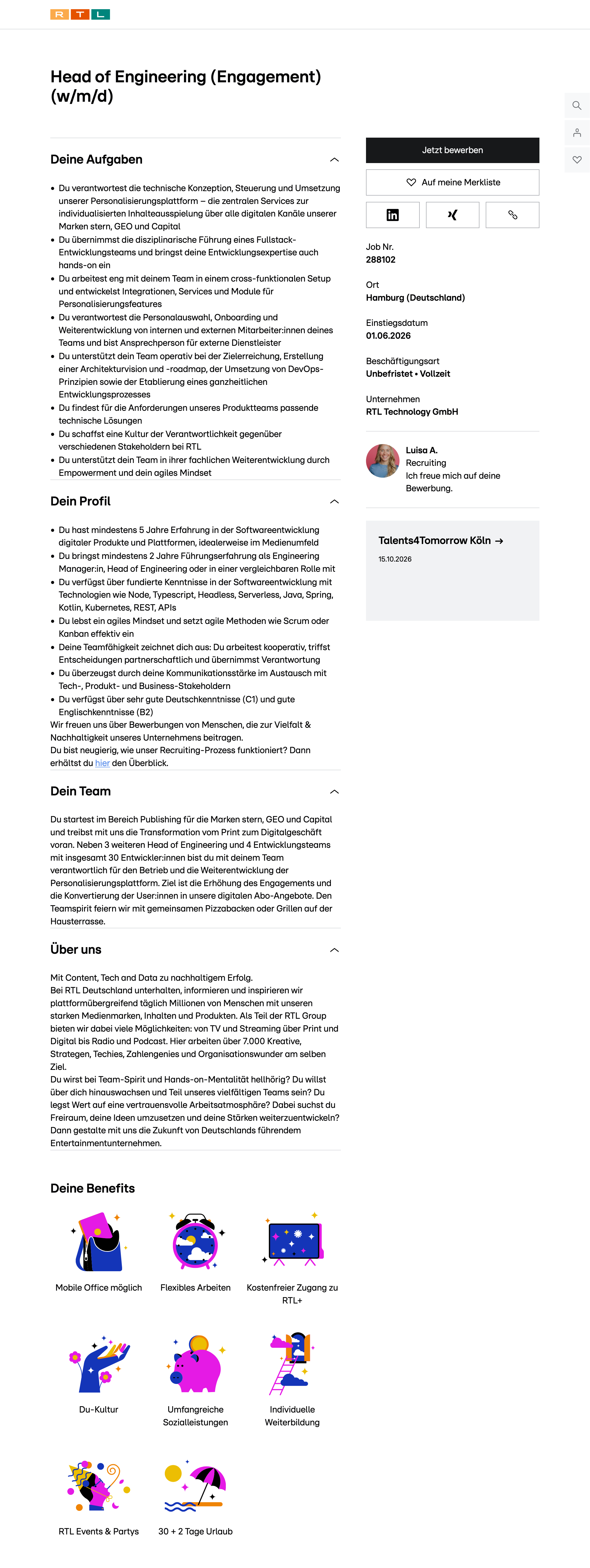 Head of Engineering (Engagement) (w/m/d)