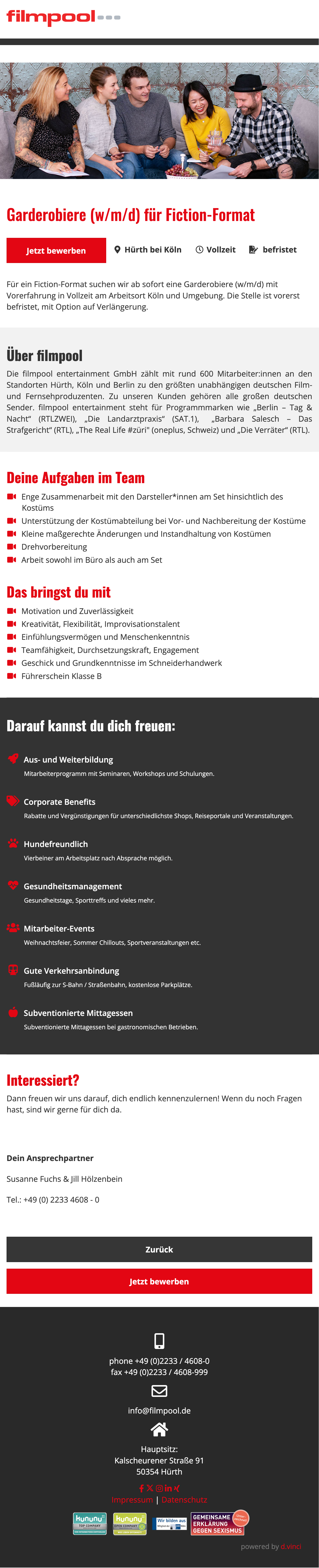 Garderobiere (w/m/d) für Fiction-Format