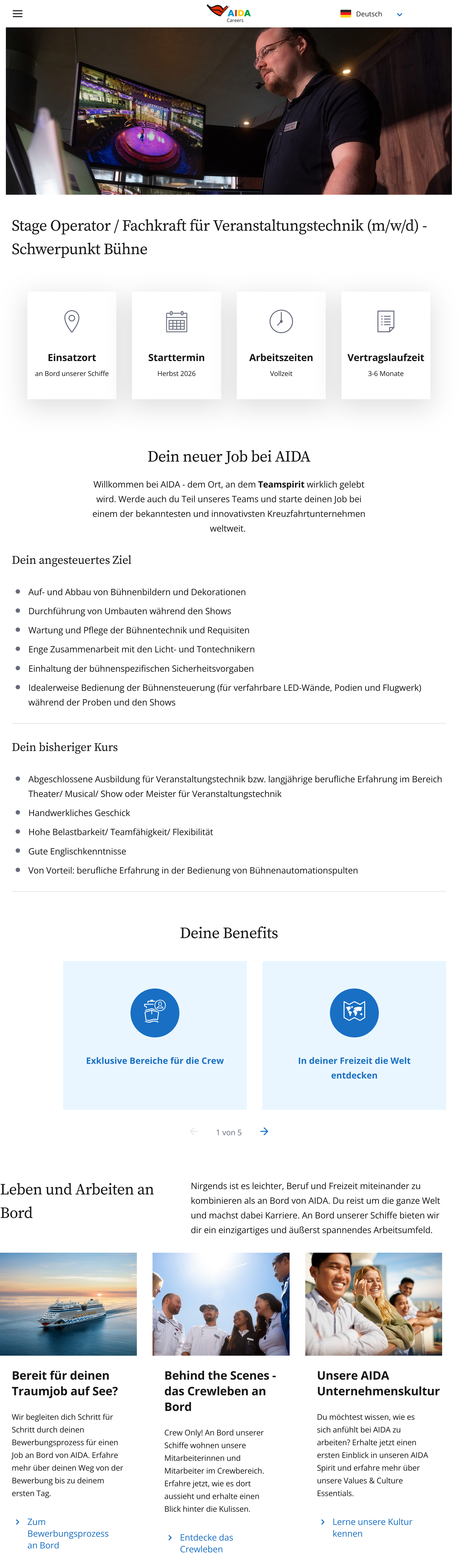 Stage Operator / Fachkraft Veranstaltungstechnik (m/w/d) - Schwerp. Bühne