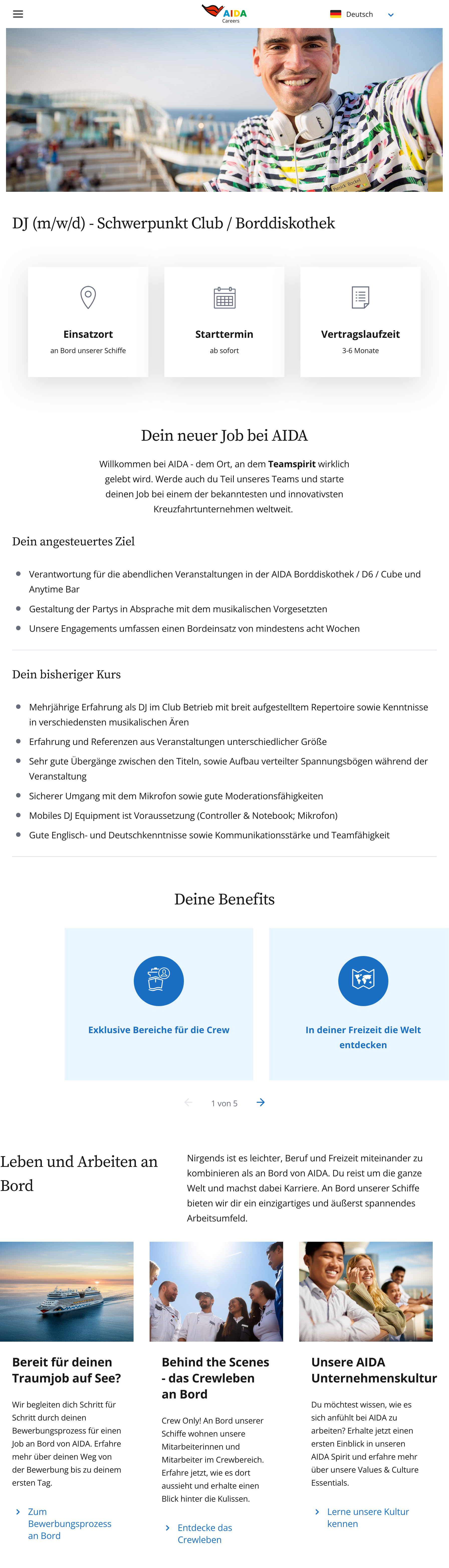 DJ (m/w/d) - Schwerpunkt Club / Borddiskothek