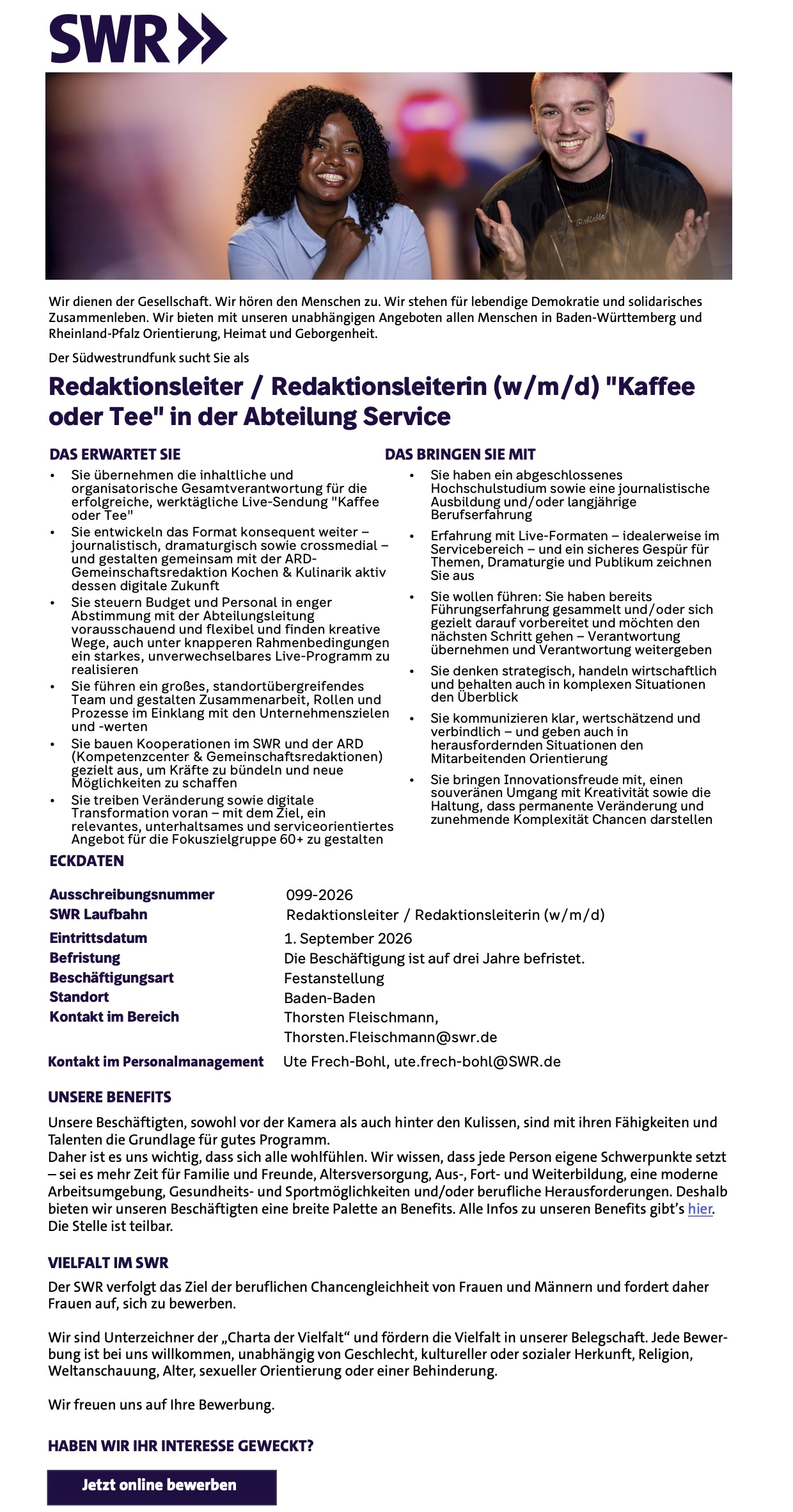 Redaktionsleiter / Redaktionsleiterin (w/m/d) 