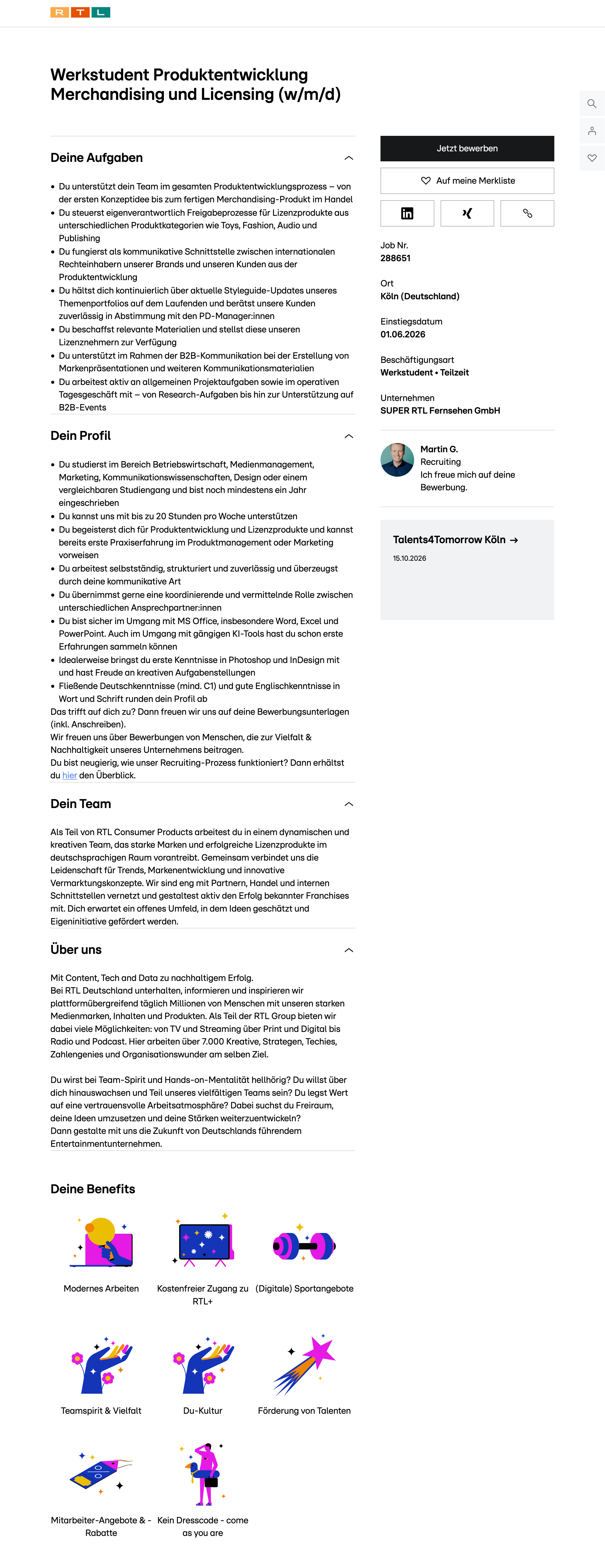 Werkstudent Produktentwicklung Merchandising und Licensing (w/m/d)