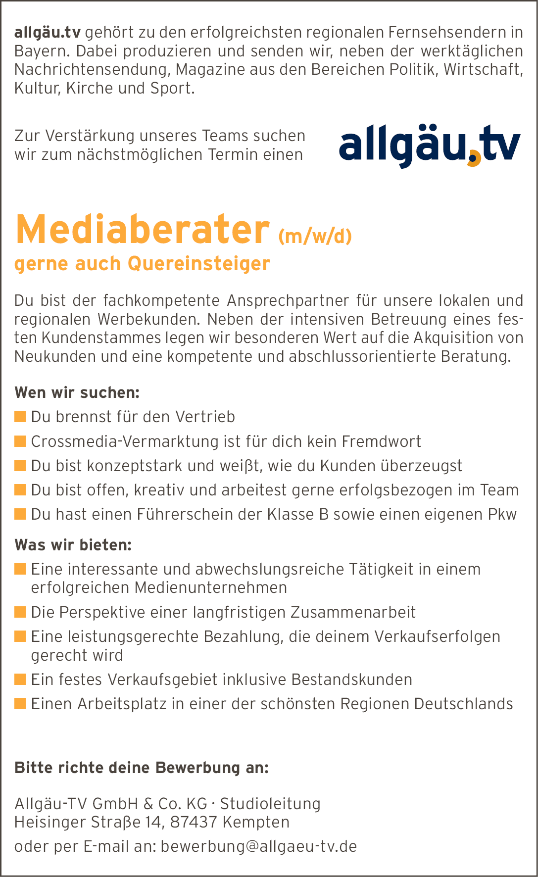 Mediaberater (m/w/d)