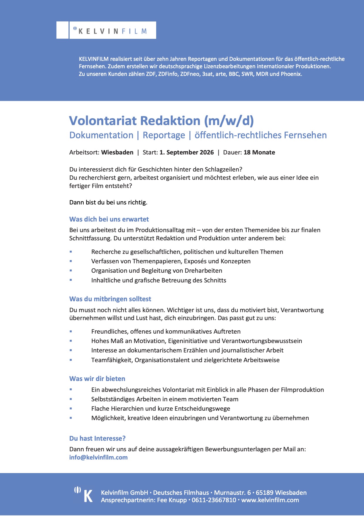 Volontariat Redaktion