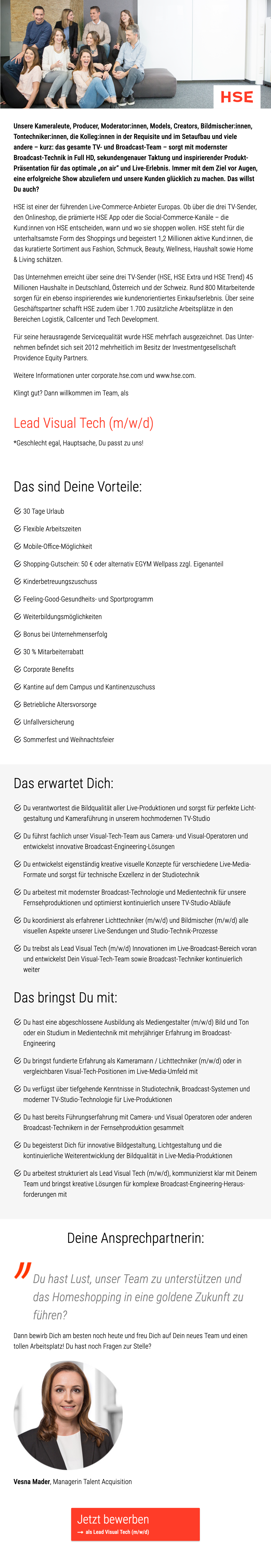 Lead Visual Tech (m/w/d)