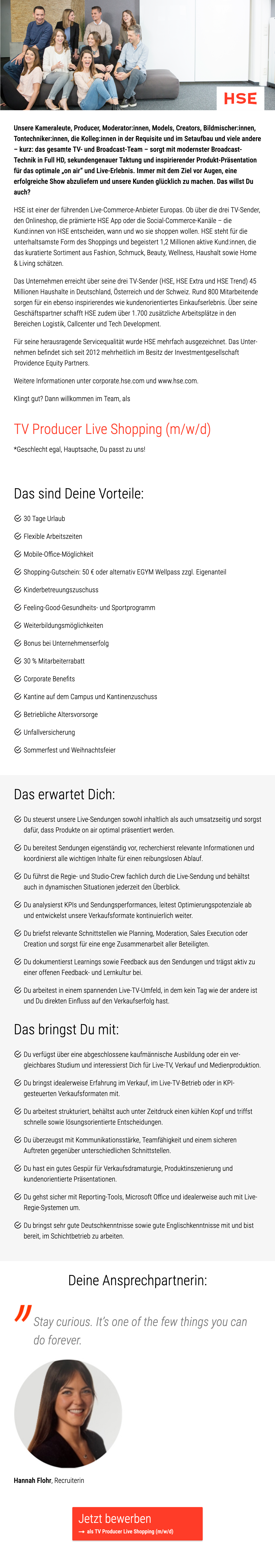 TV Producer Live Shopping (m/w/d) 