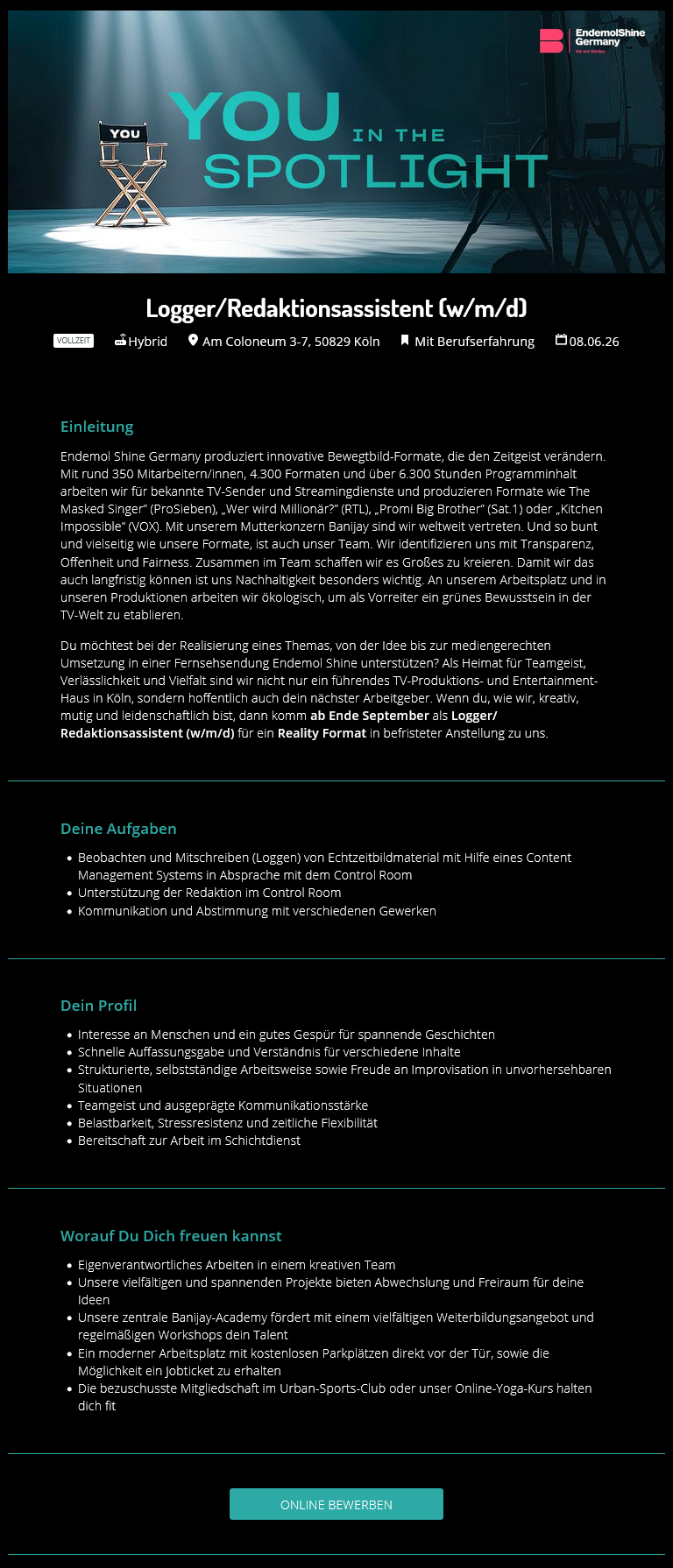 Logger/Redaktionsassistent (w/m/d)