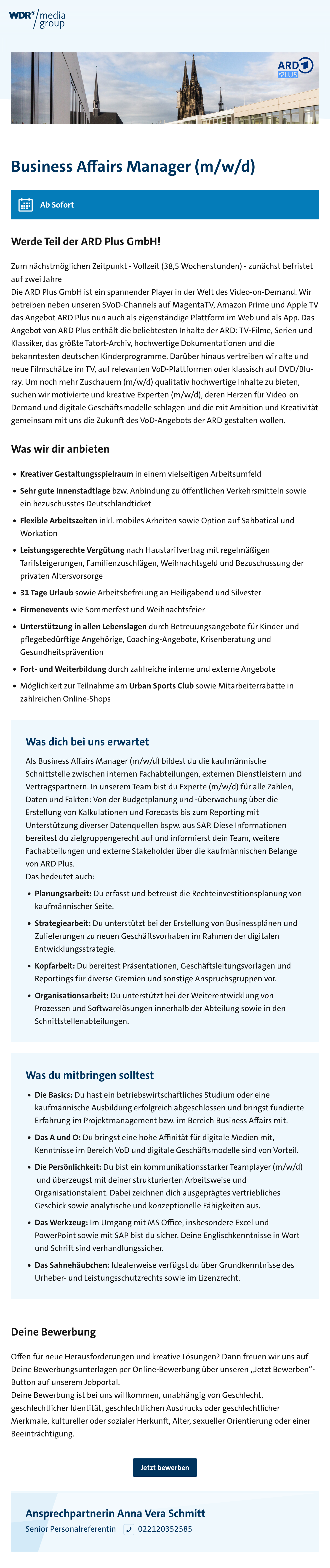 Business Affairs Manager (m/w/d)