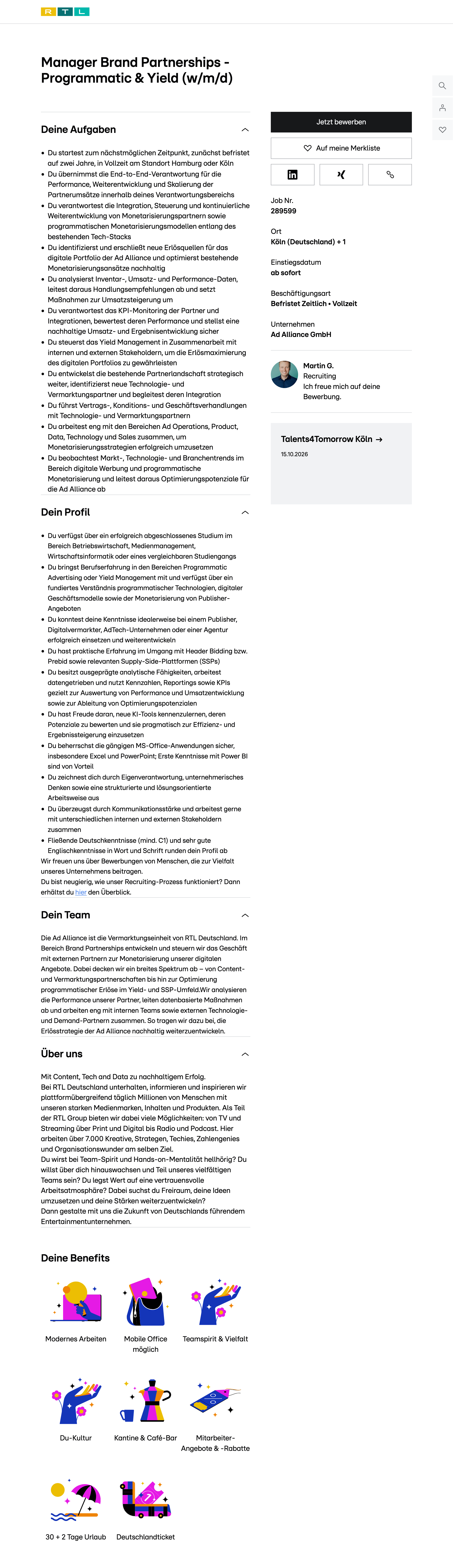 Manager Brand Partnerships - Programmatic & Yield (w/m/d)