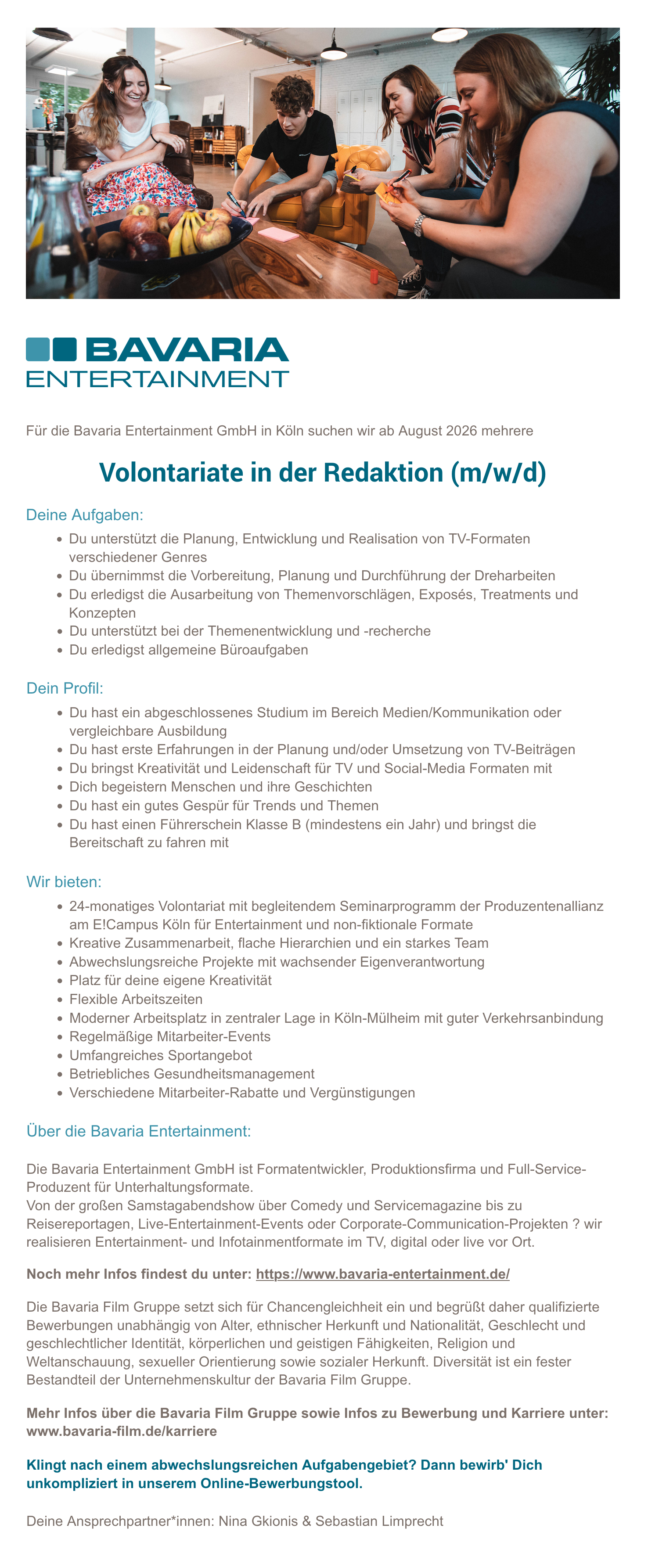 Volontariate in der Redaktion