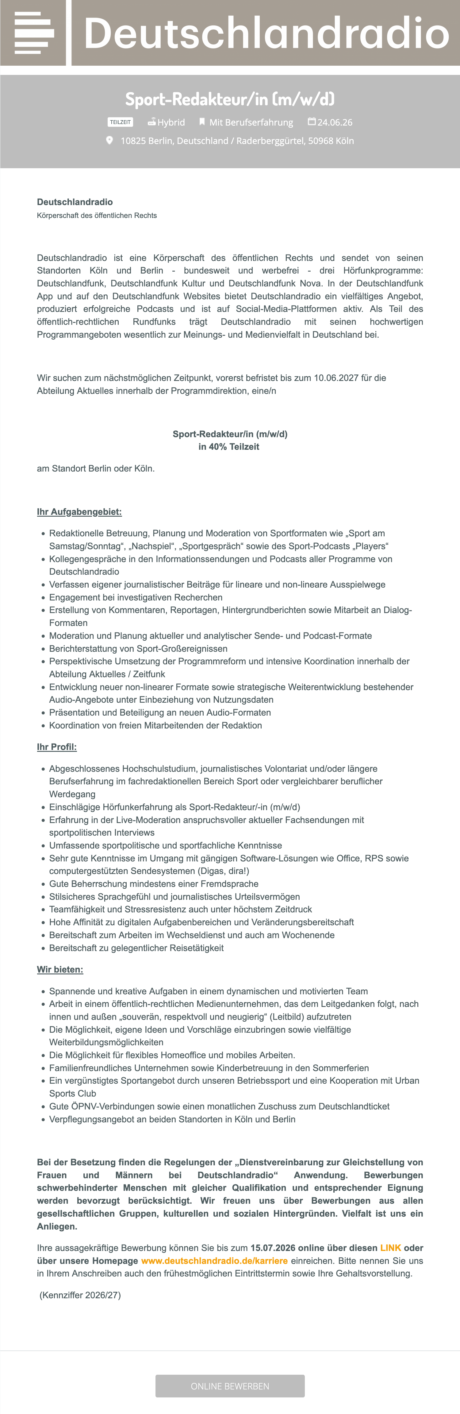 Sport-Redakteur/in (m/w/d) 