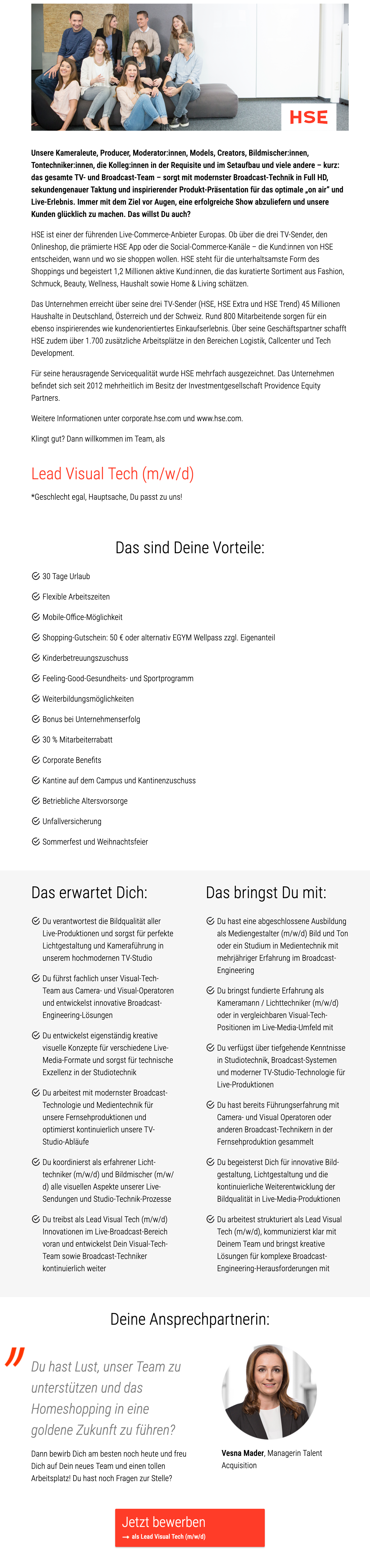 Lead Visual Tech (m/w/d)