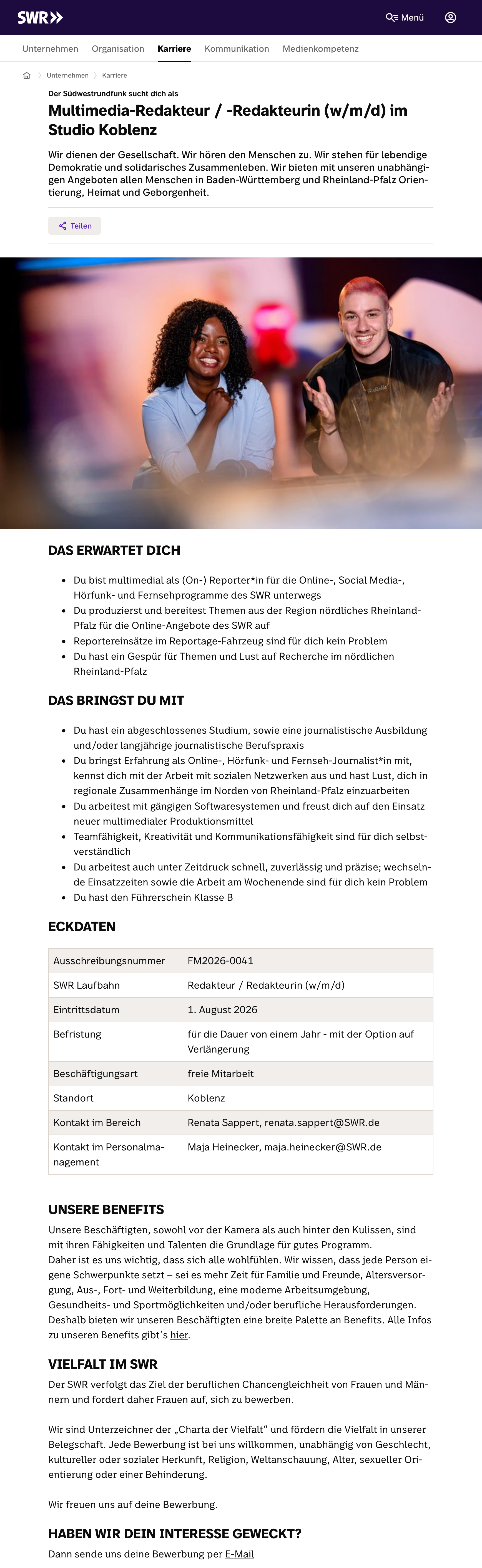 Multimedia-Redakteur / -Redakteurin (w/m/d)