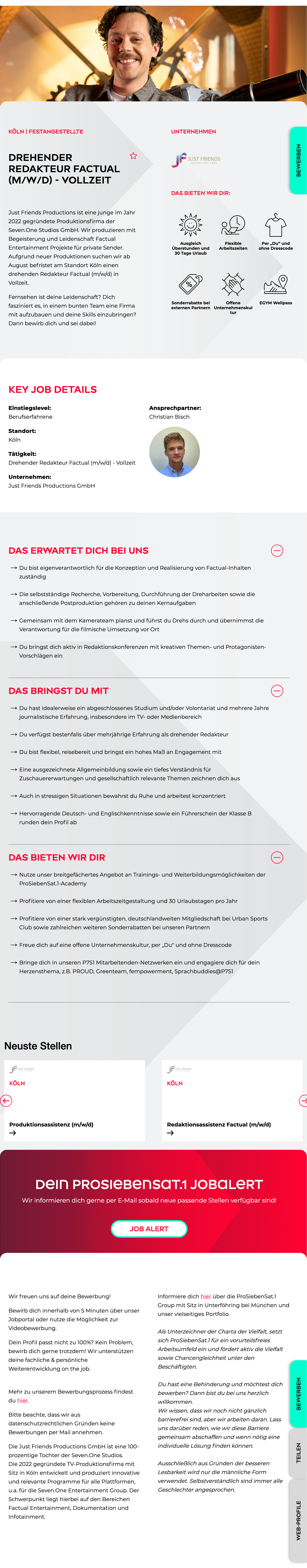 Drehender Redakteur Factual (m/w/d) - Vollzeit