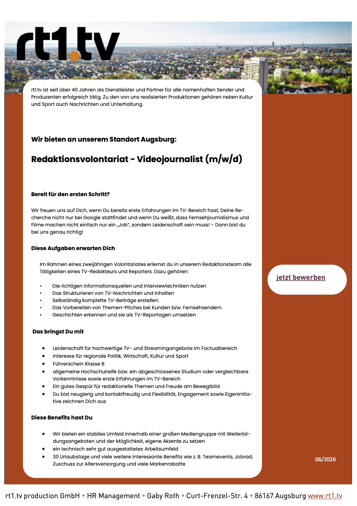 Redaktionsvolontariat - Videojournalist (m/w/d)