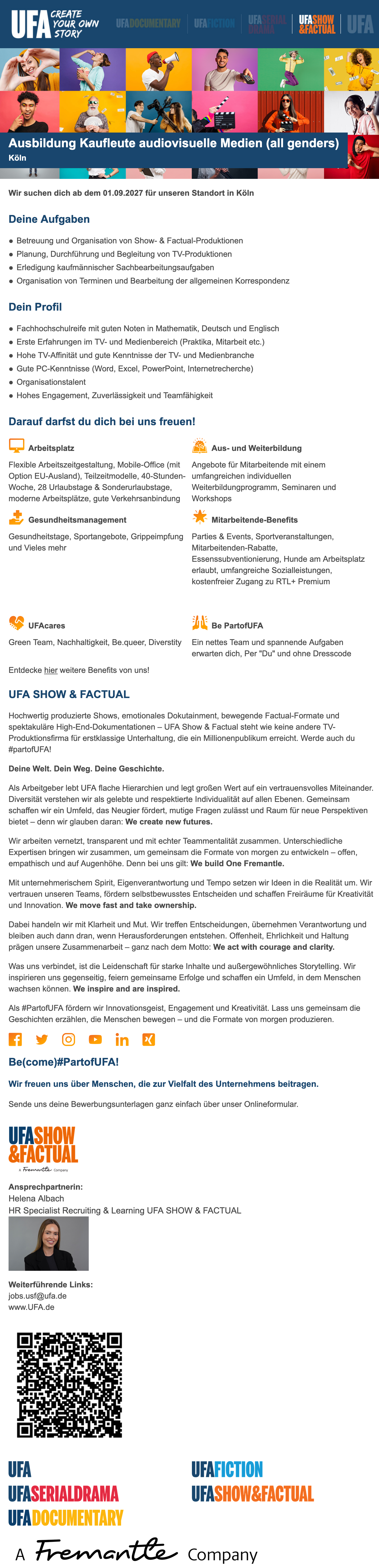 Ausbildung Kaufleute audiovisuelle Medien (all genders)