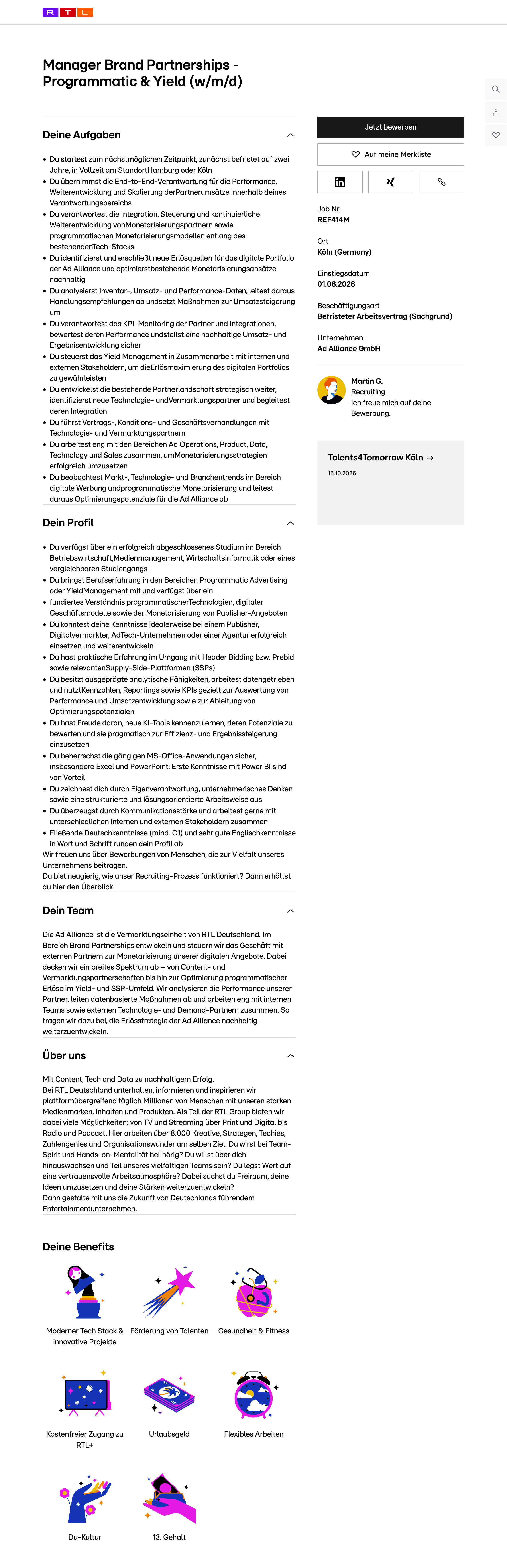 Manager Brand Partnerships - Programmatic & Yield (w/m/d)