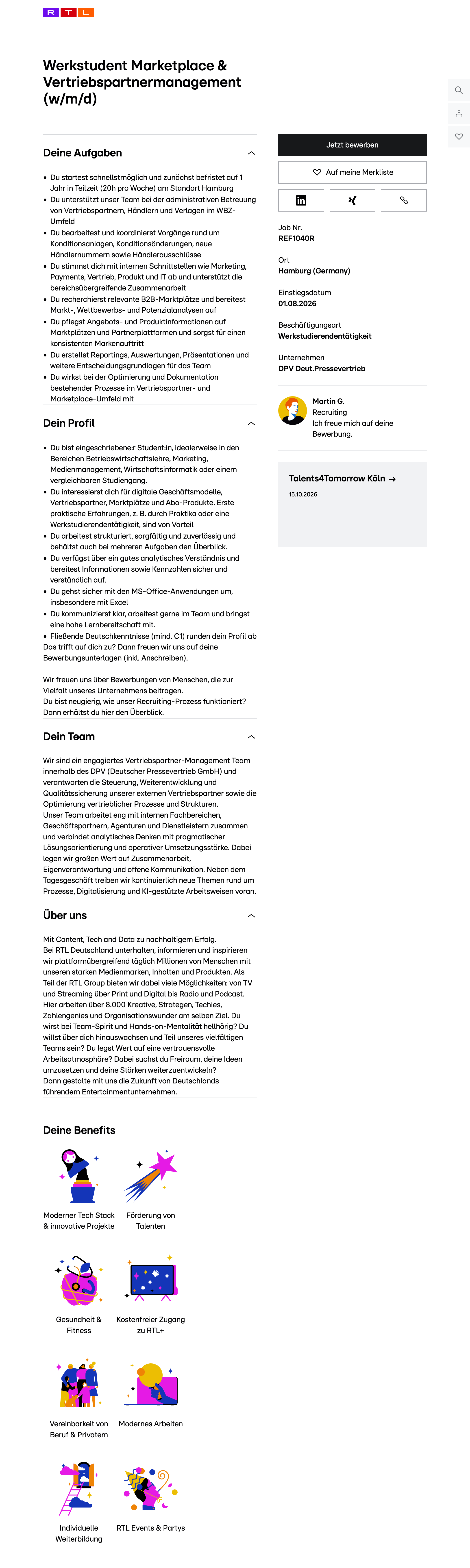 Werkstudent Marketplace & Vertriebspartnermanagement (w/m/d)