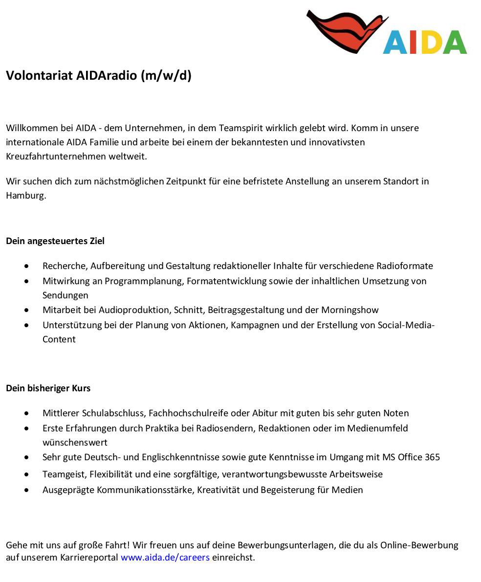 Volontariat AIDAradio (m/w/d)