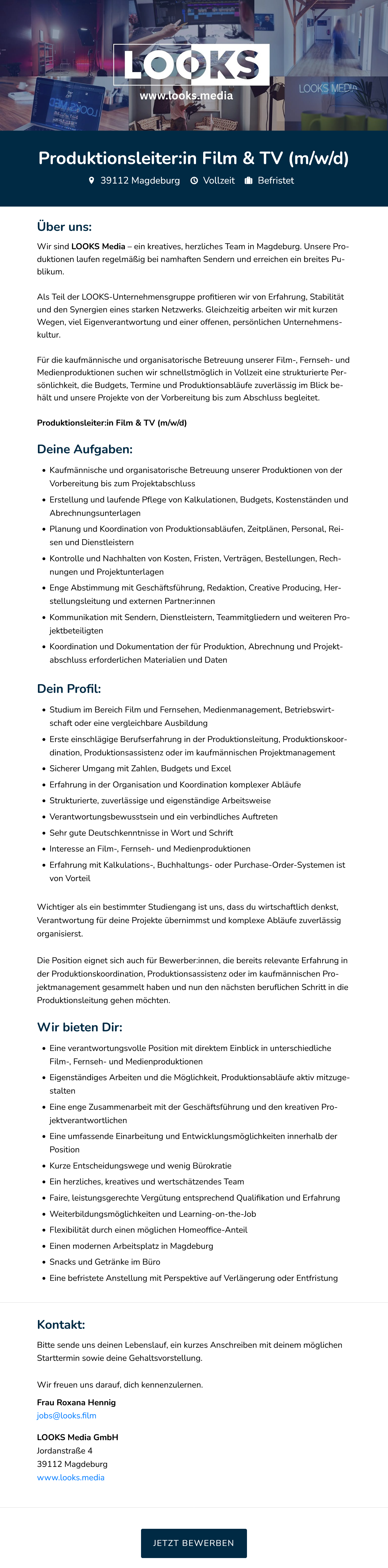 Produktionsleiter:in Film & TV (m/w/d)