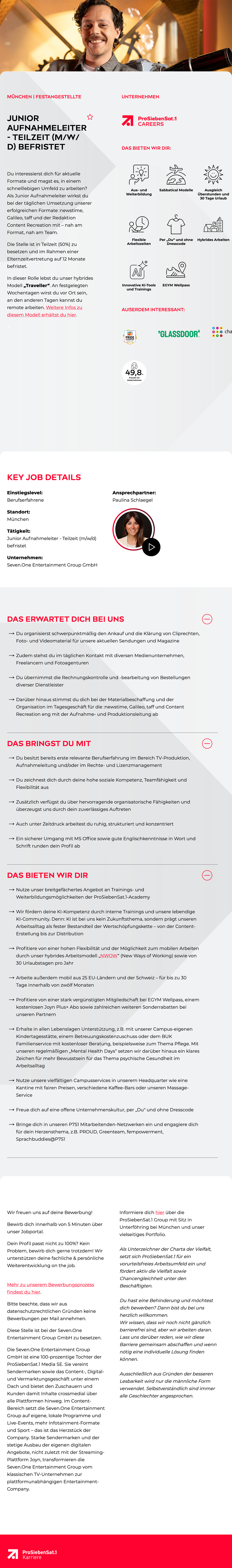 Junior Aufnahmeleiter - Teilzeit (m/w/d) befristet