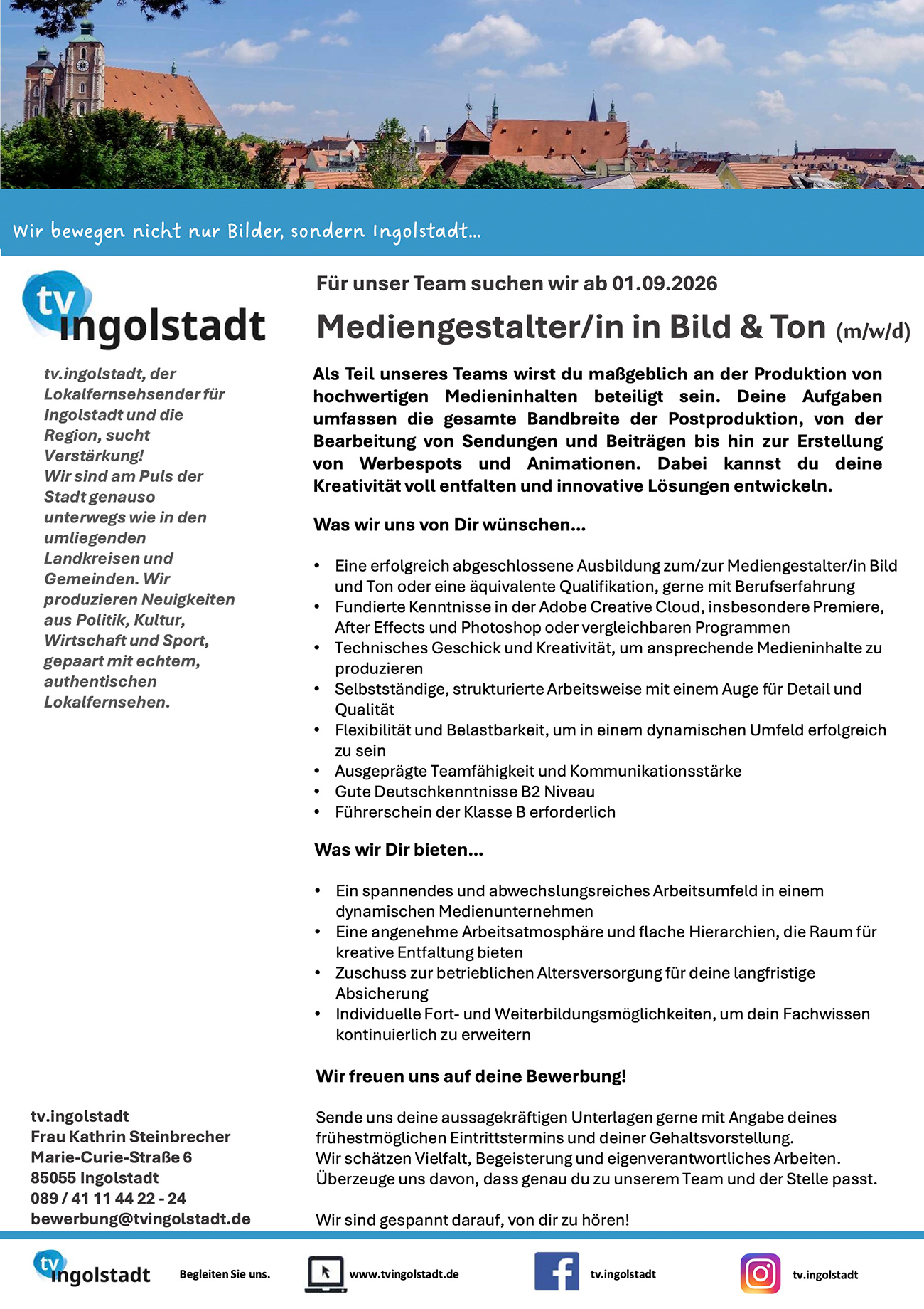 Mediengestalter/in Bild & Ton (m/w/d)