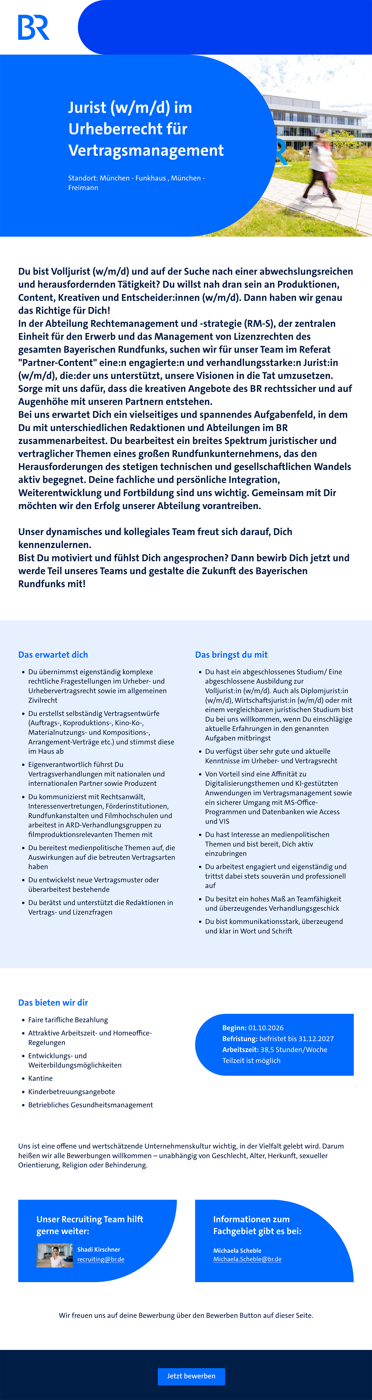 Jurist (w/m/d) im Urheberrecht für Vertragsmanagement